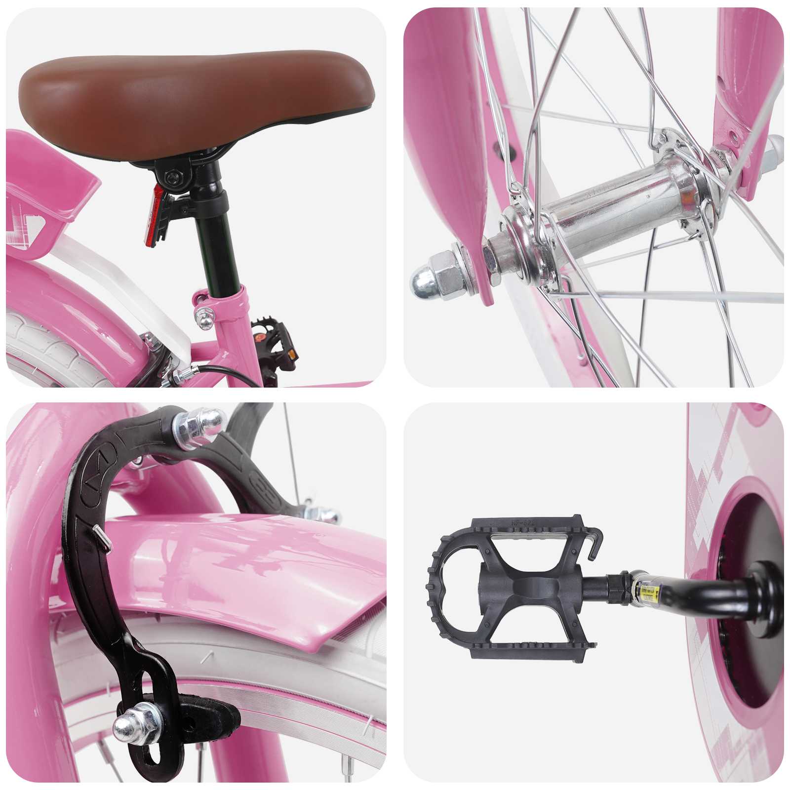 Kinderfahrrad 18 Zoll for 5-7 Years Old Hellrosa