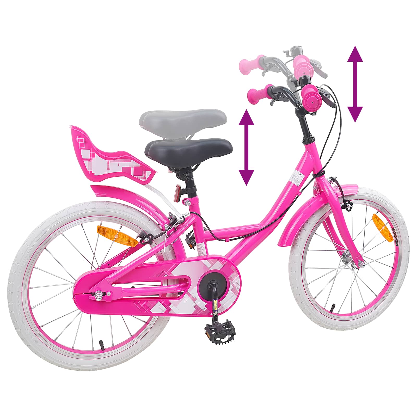 Kinderfahrrad 18 Zoll for 5-7 Years Old Rosa