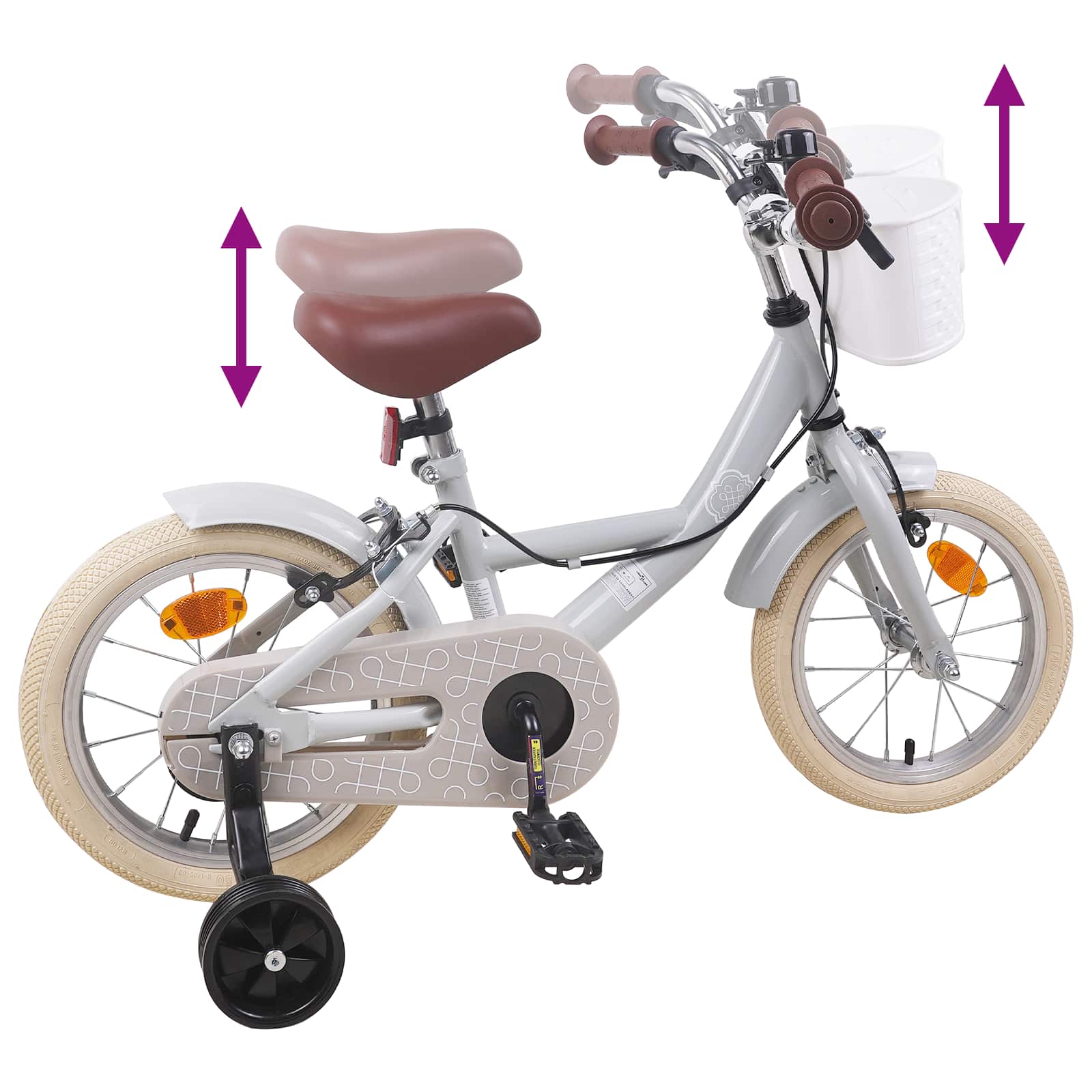 Kinderfahrrad 12 Zoll für 2-4 Jahre alt Hellgrau