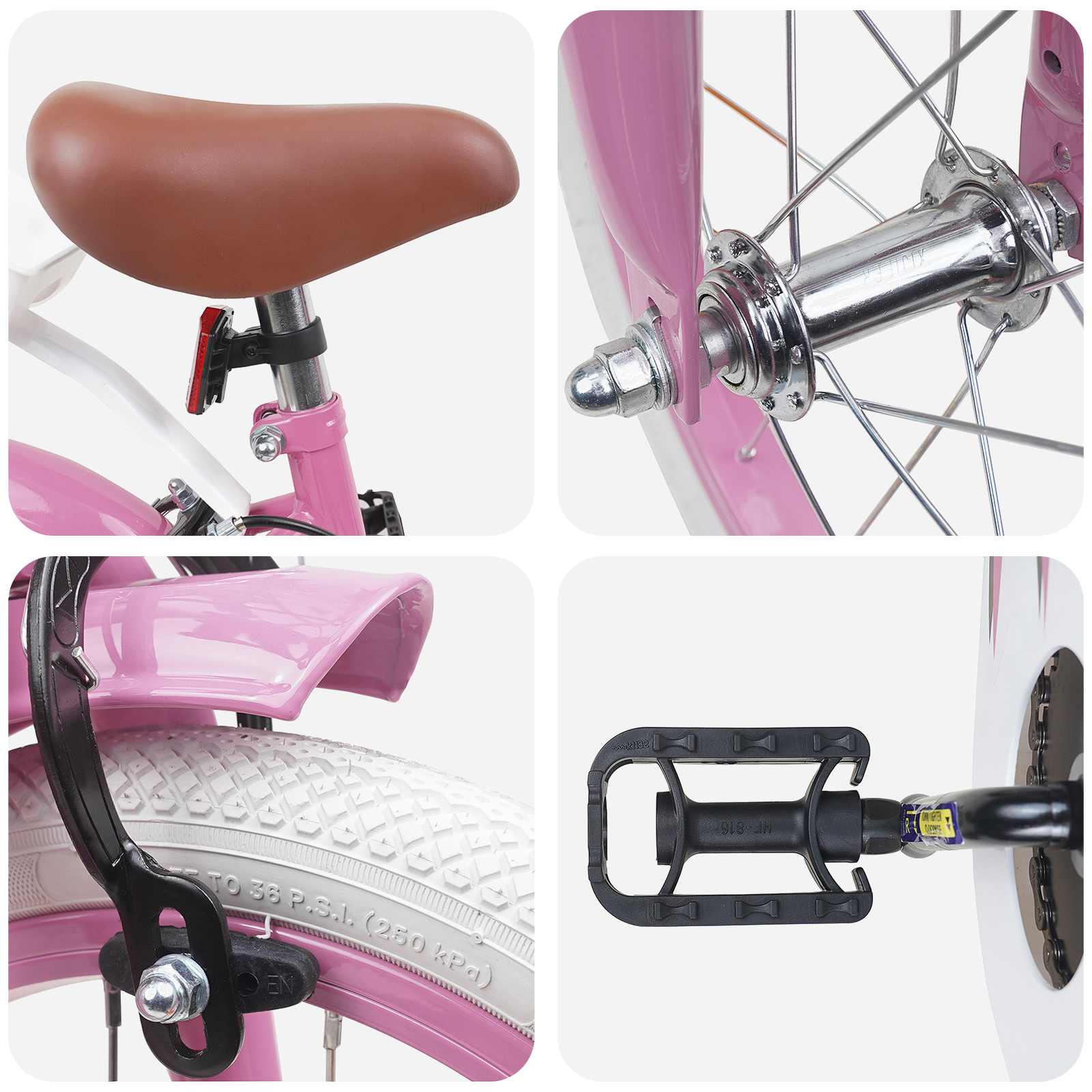 Kinderfahrrad 16 Zoll for 4-6 Years Old Hellrosa