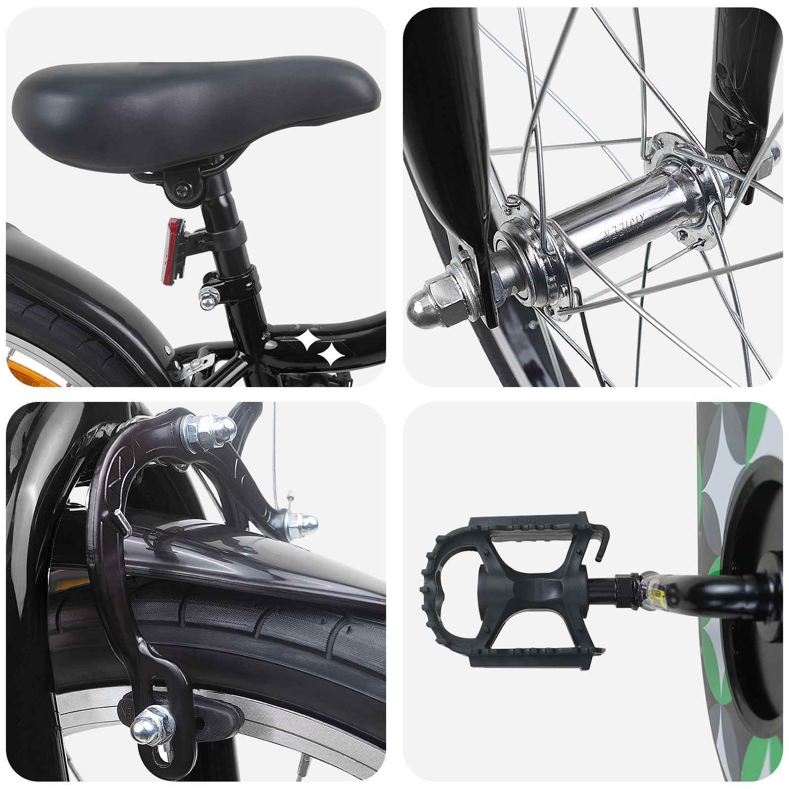 Kinderfahrrad 18 Zoll for 5-7 Years Old Schwarz