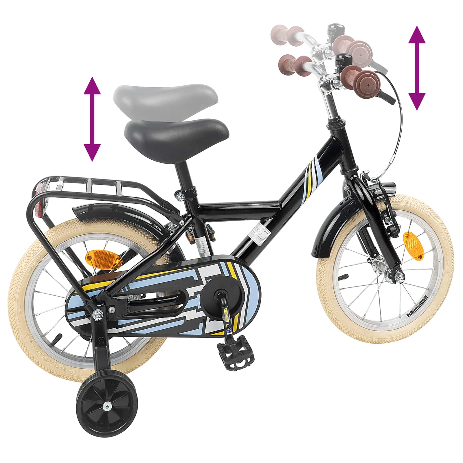 Kinderfahrrad 16 Zoll for 4-6 Years Old Schwarz