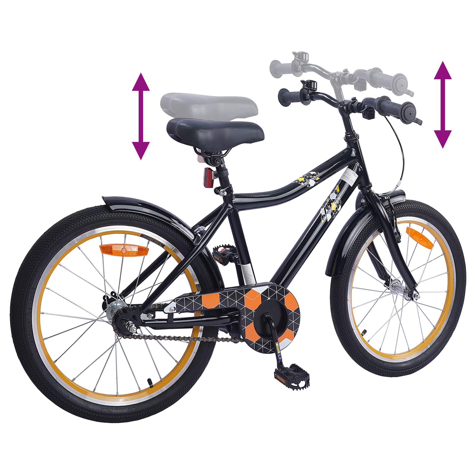 Kinderfahrrad 18 Zoll for 5-7 Years Old Schwarz