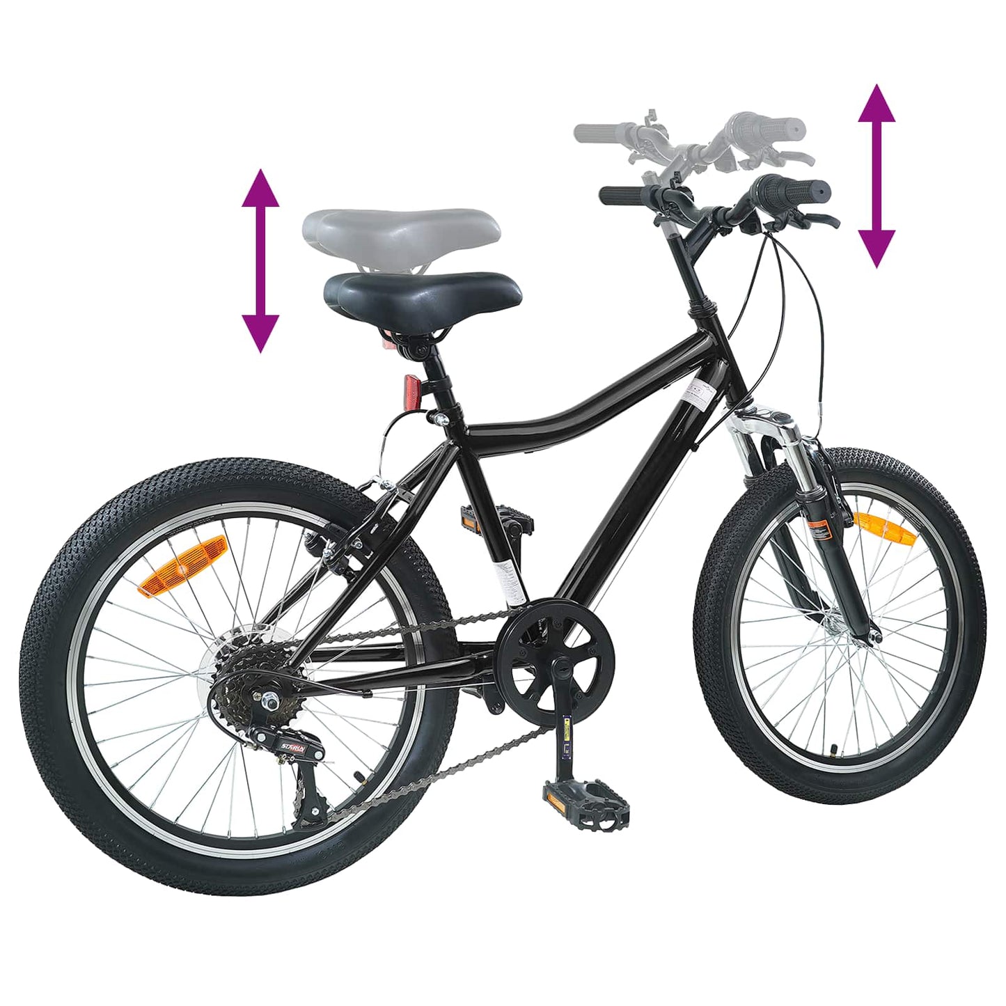 Kinderfahrrad 24 Zoll 6-Speed für 8-12 Jahre alt Schwarz