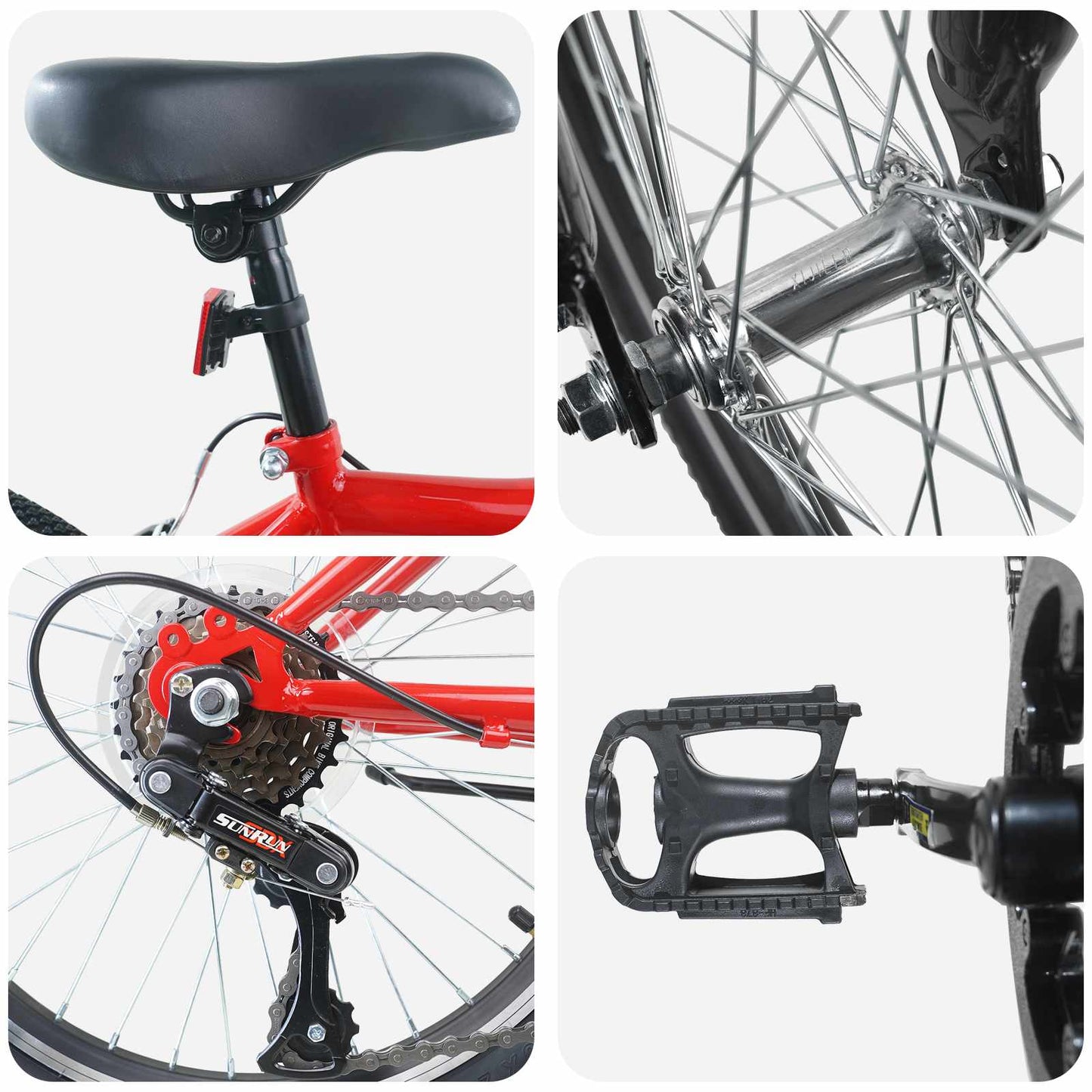 Kinderfahrrad 20 Zoll 6-Speed für 6-11 Jahre alt Rot