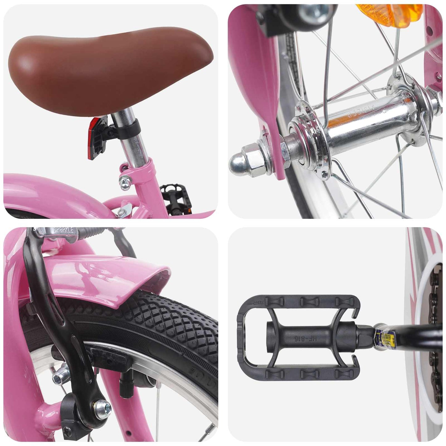 Kinderfahrrad 16 Zoll for 4-6 Years Old Hellrosa
