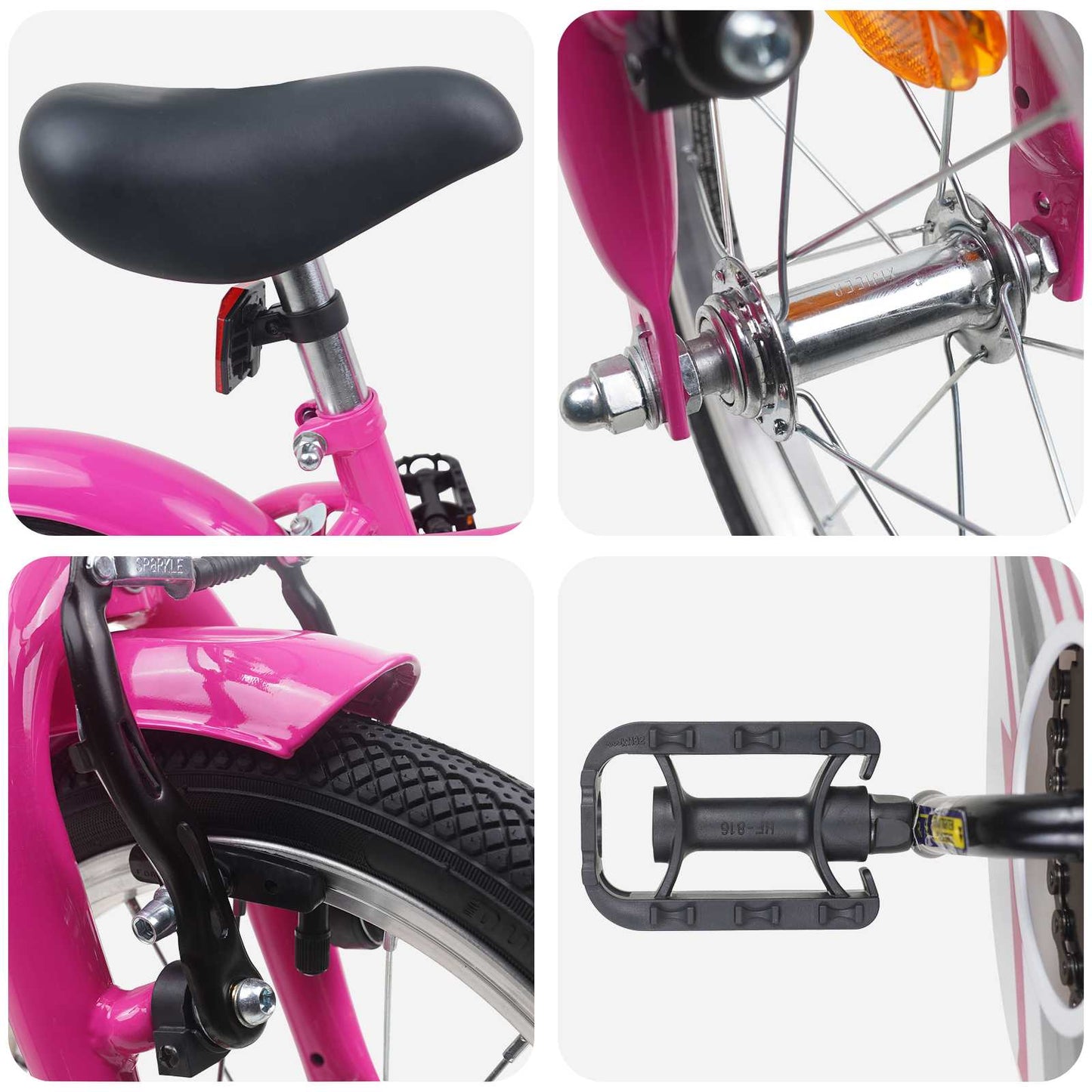 Kinderfahrrad 16 Zoll for 4-6 Years Old Dunkelrosa
