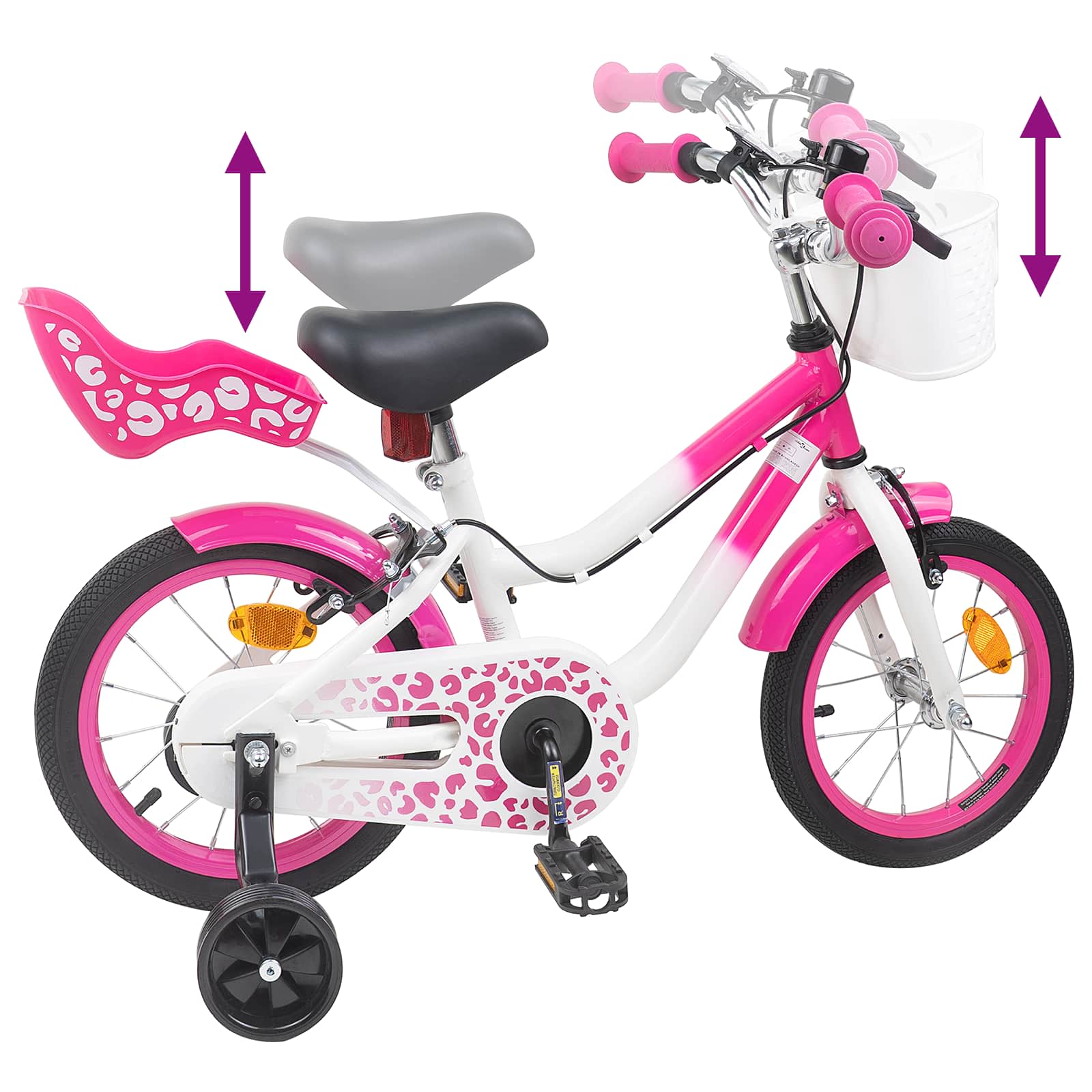 Kinderfahrrad Mit Stützrädern 12 Zoll for 2 to 4 years old Rosa