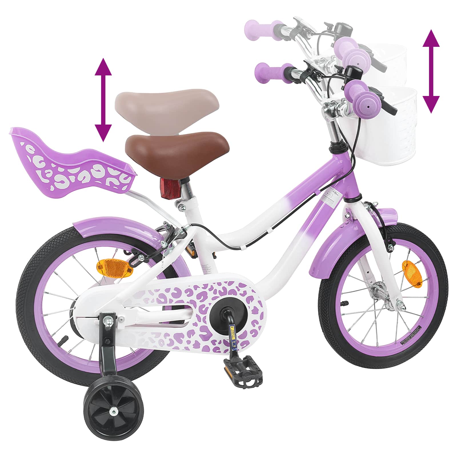 Kinderfahrrad Mit Stützrädern 12 Zoll for 2 to 4 years old Lila