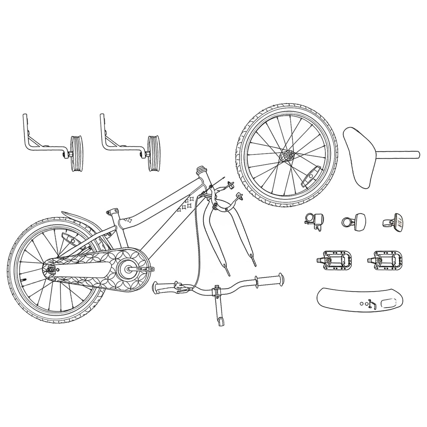 Kinderfahrrad 14 Zoll for 3-5 Years Old Schwarz