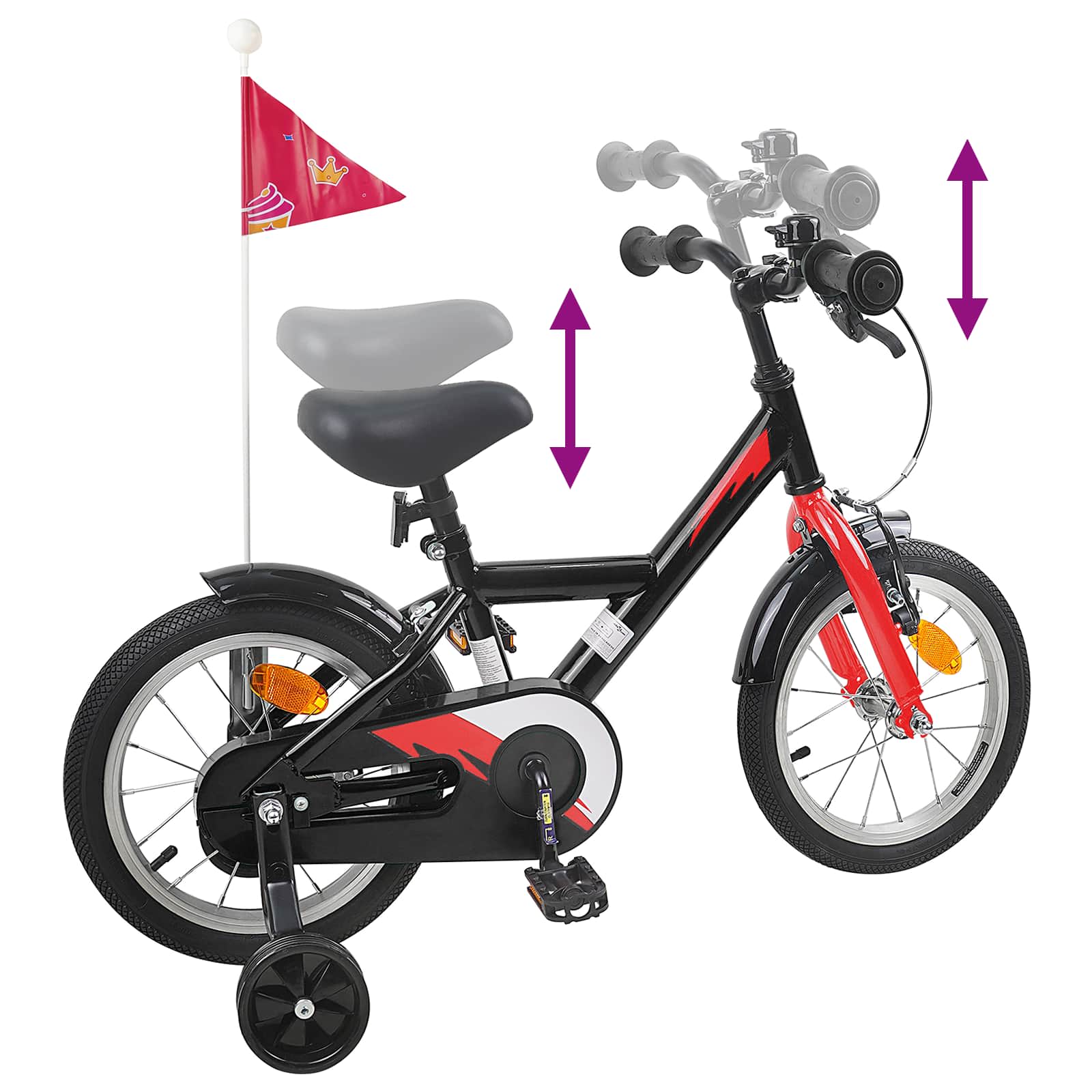 Kinderfahrrad 12 Zoll for 2 to 4 years old Schwarz