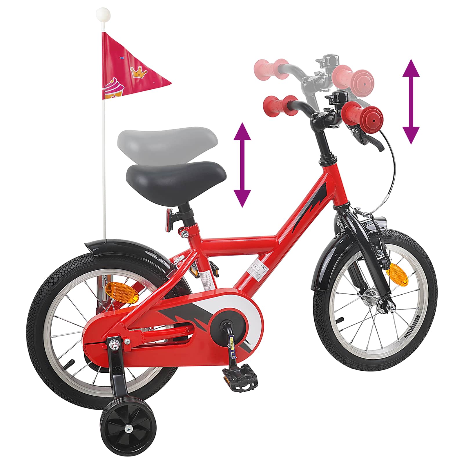 Kinderfahrrad 14 Zoll for 3-5 Years Old Rot