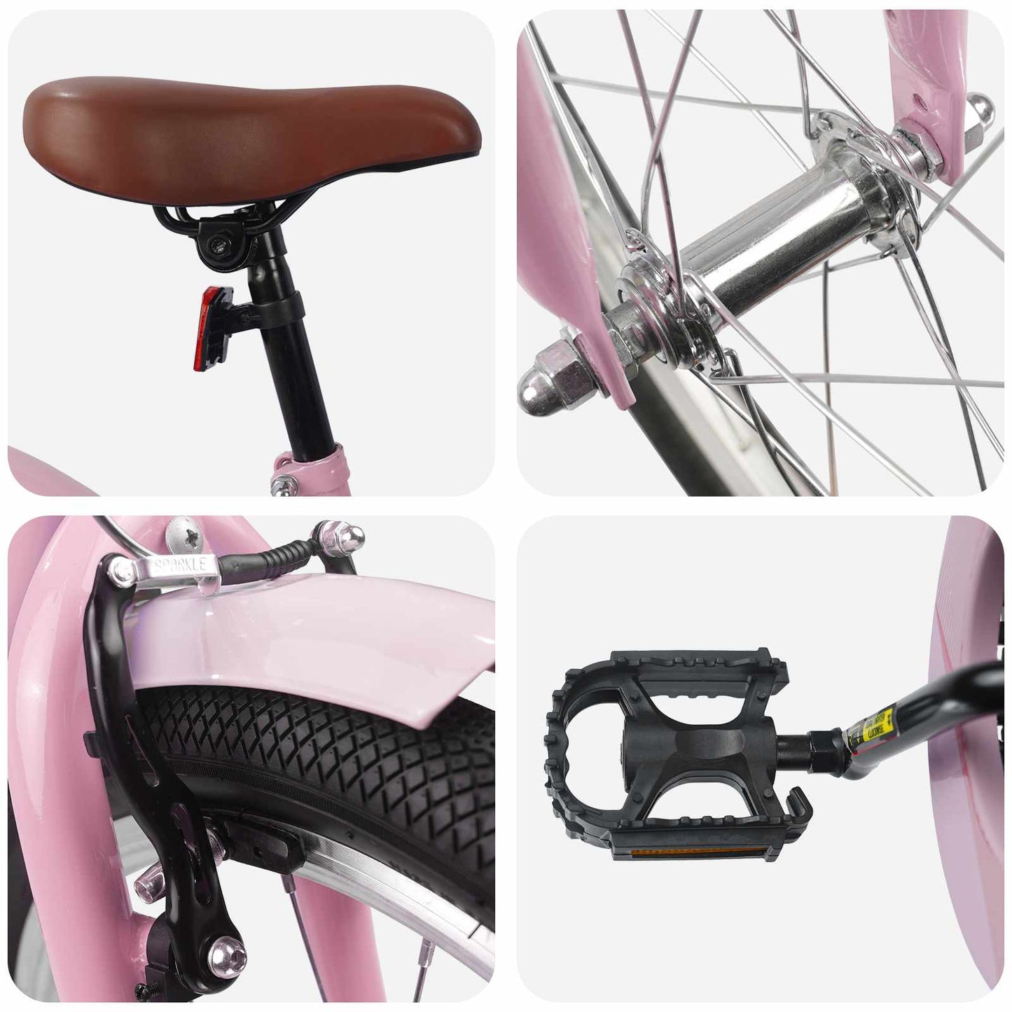 Kinderfahrrad 18 Zoll for 5-7 Years Old Hellrosa