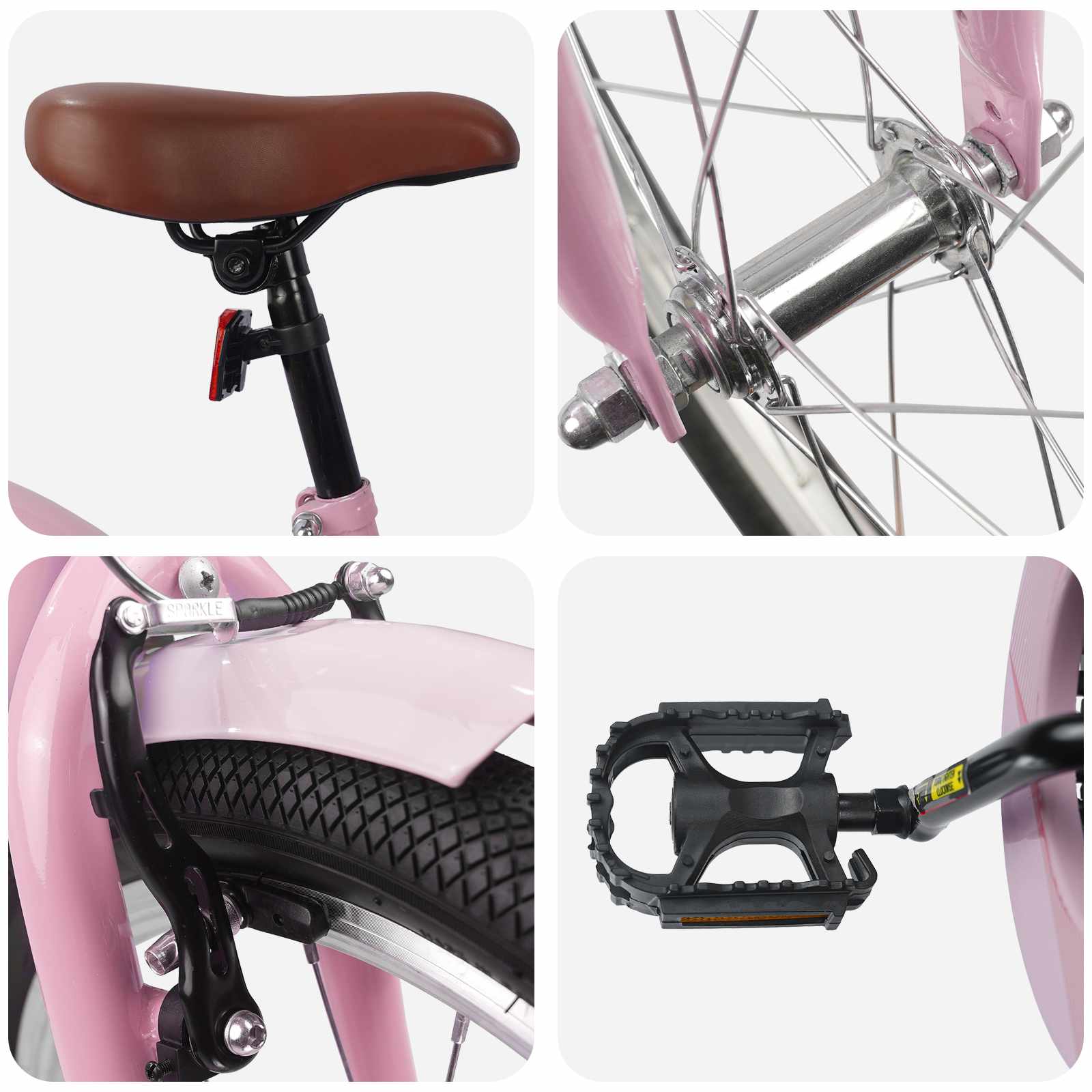 Kinderfahrrad 18 Zoll for 5-7 Years Old Hellrosa