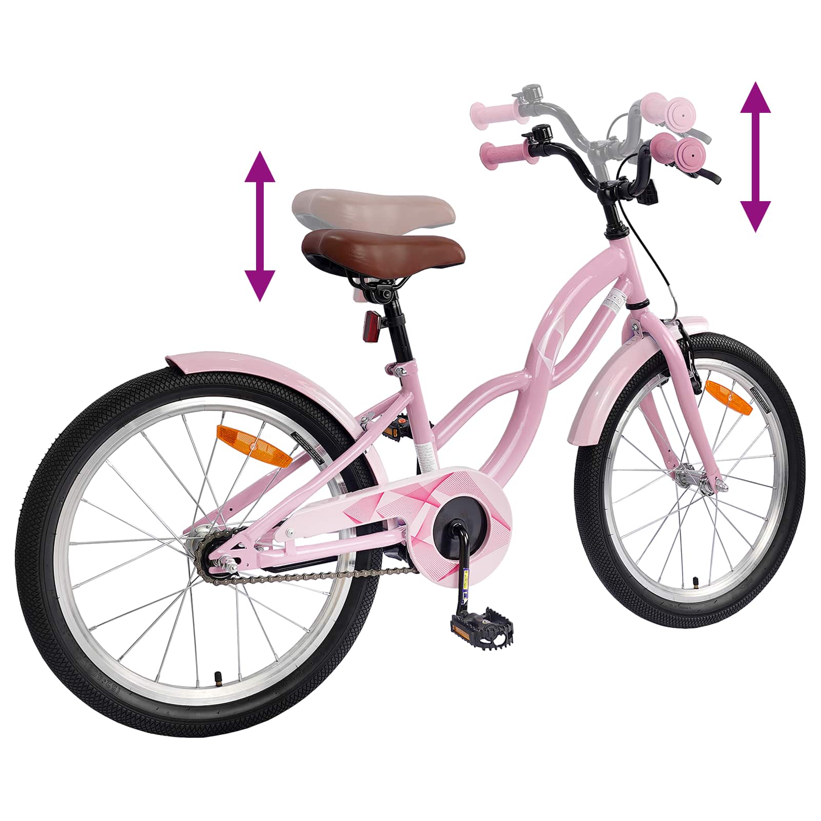 Kinderfahrrad 18 Zoll for 5-7 Years Old Hellrosa