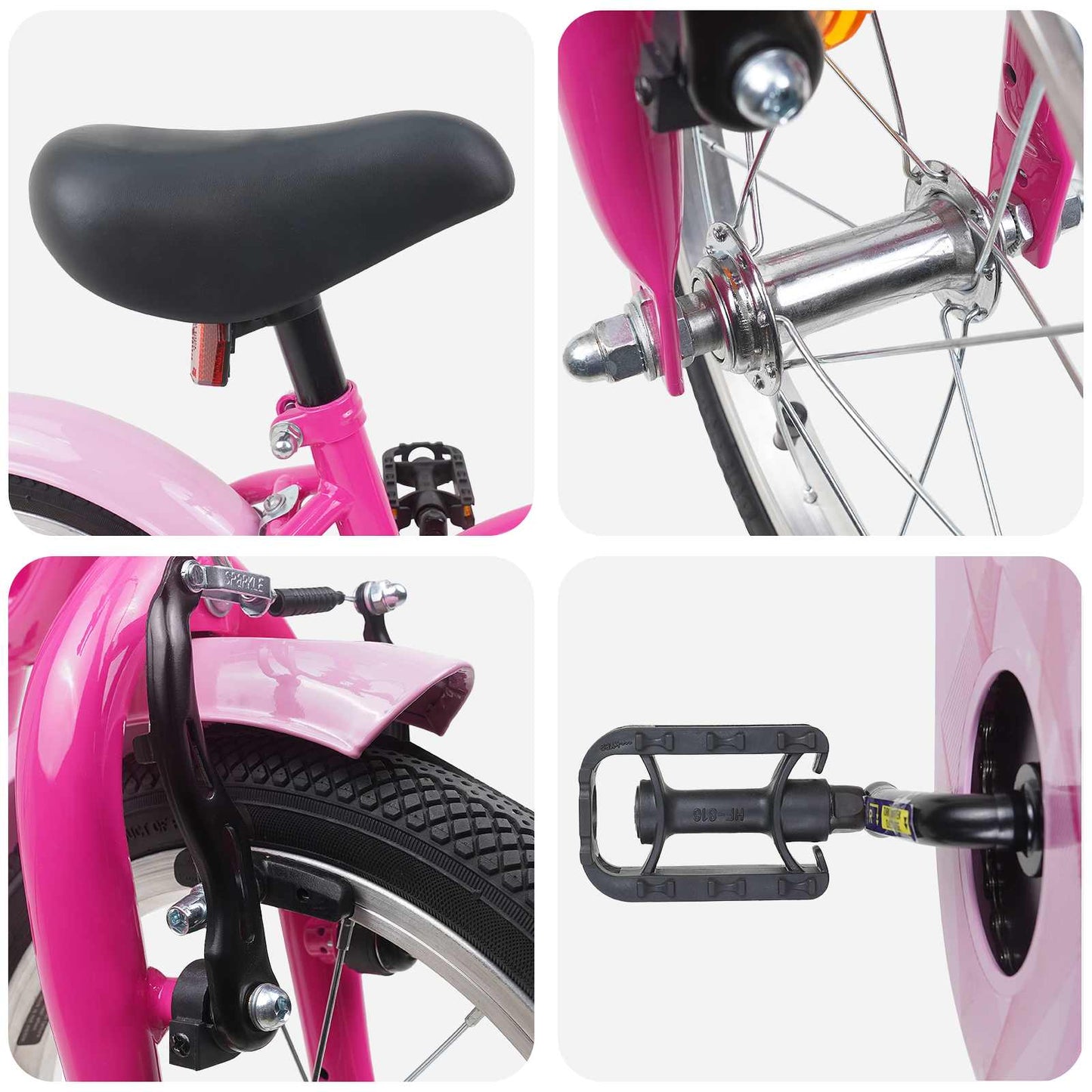 Kinderfahrrad 14 Zoll for 3-5 Years Old Dunkelrosa