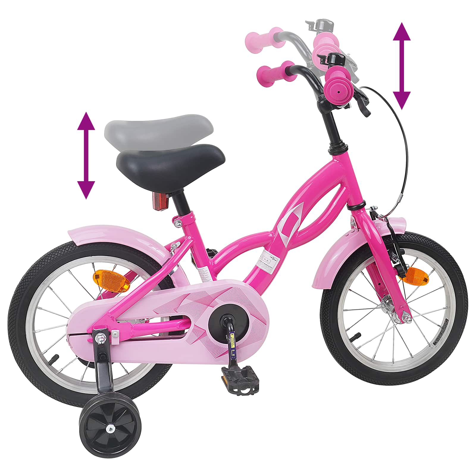 Kinderfahrrad 14 Zoll for 3-5 Years Old Dunkelrosa