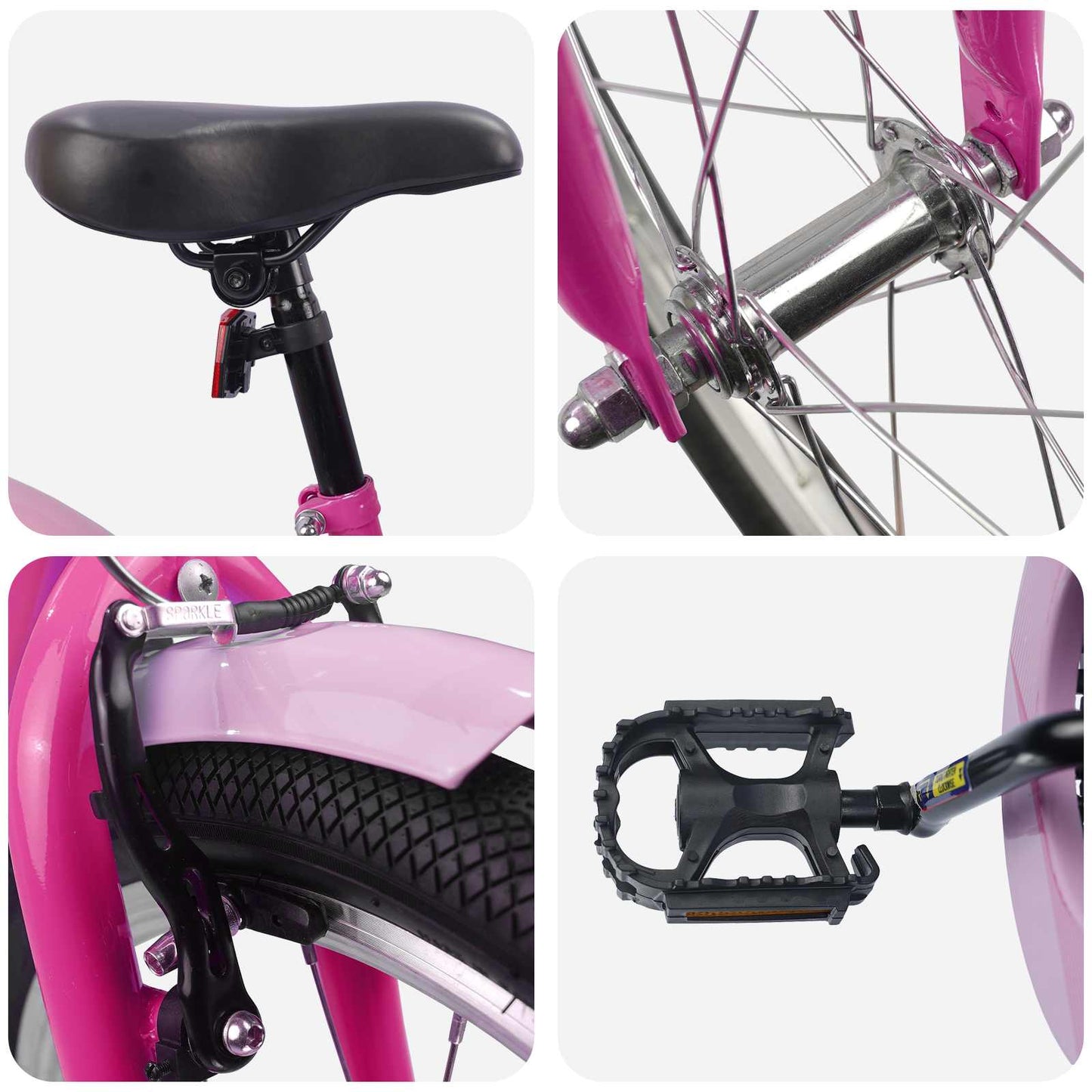 Kinderfahrrad 18 Zoll for 5-7 Years Old Dunkelrosa