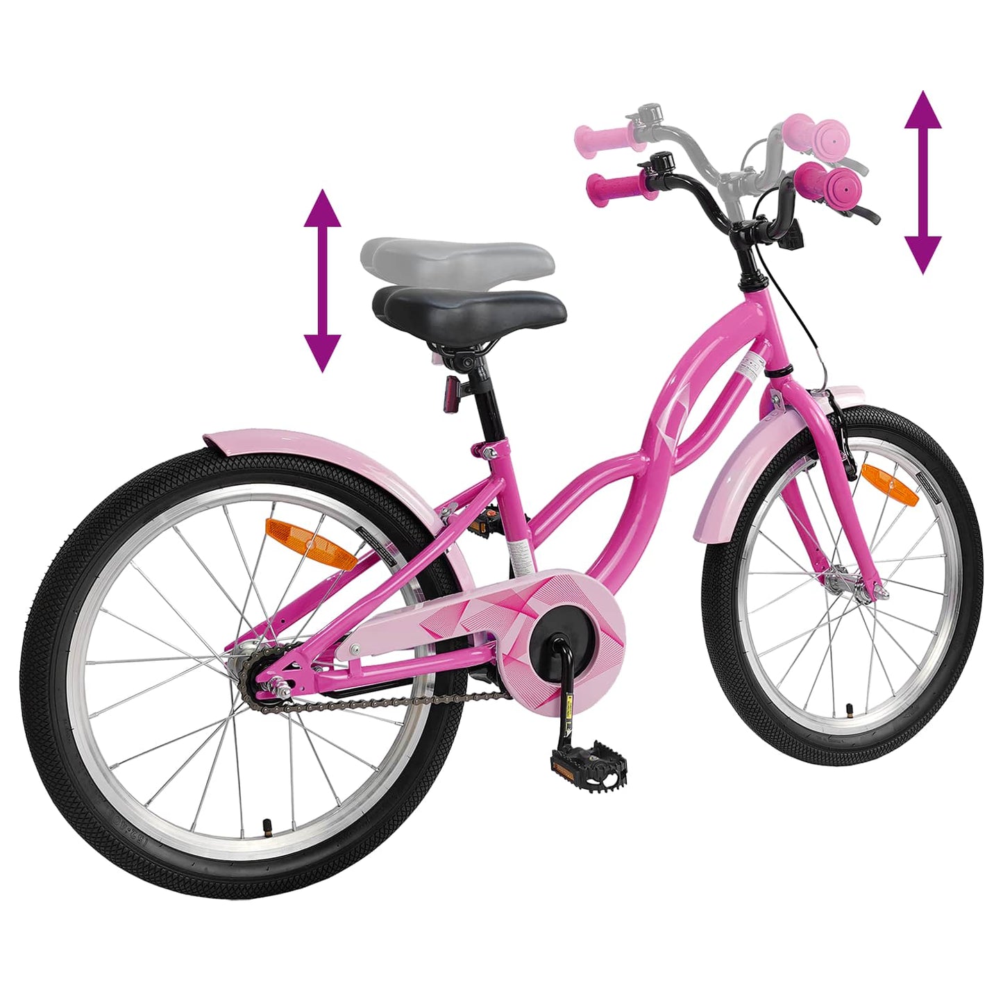 Kinderfahrrad 18 Zoll for 5-7 Years Old Dunkelrosa