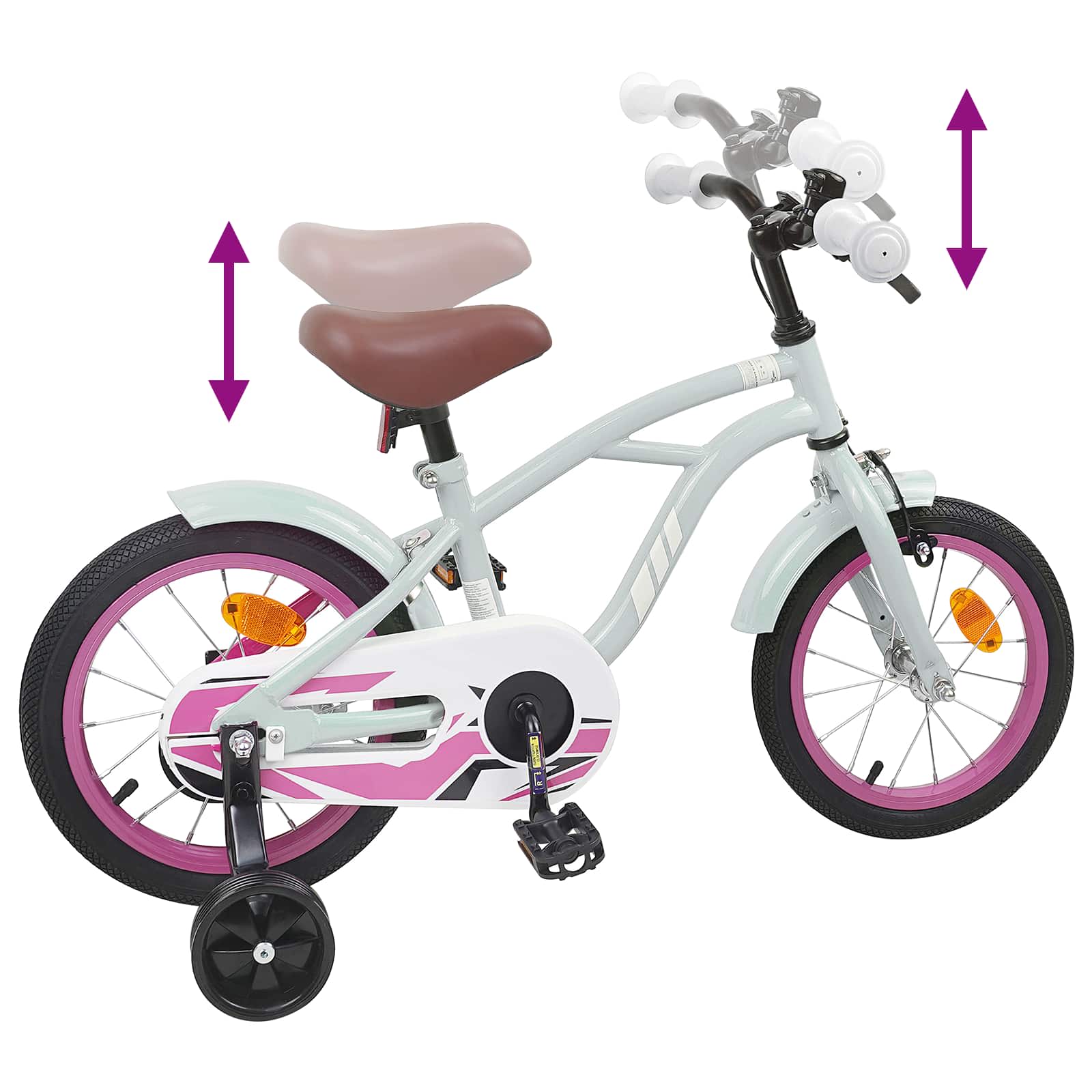 Kinderfahrrad 12 Zoll for 2 to 4 years old Hellgrün