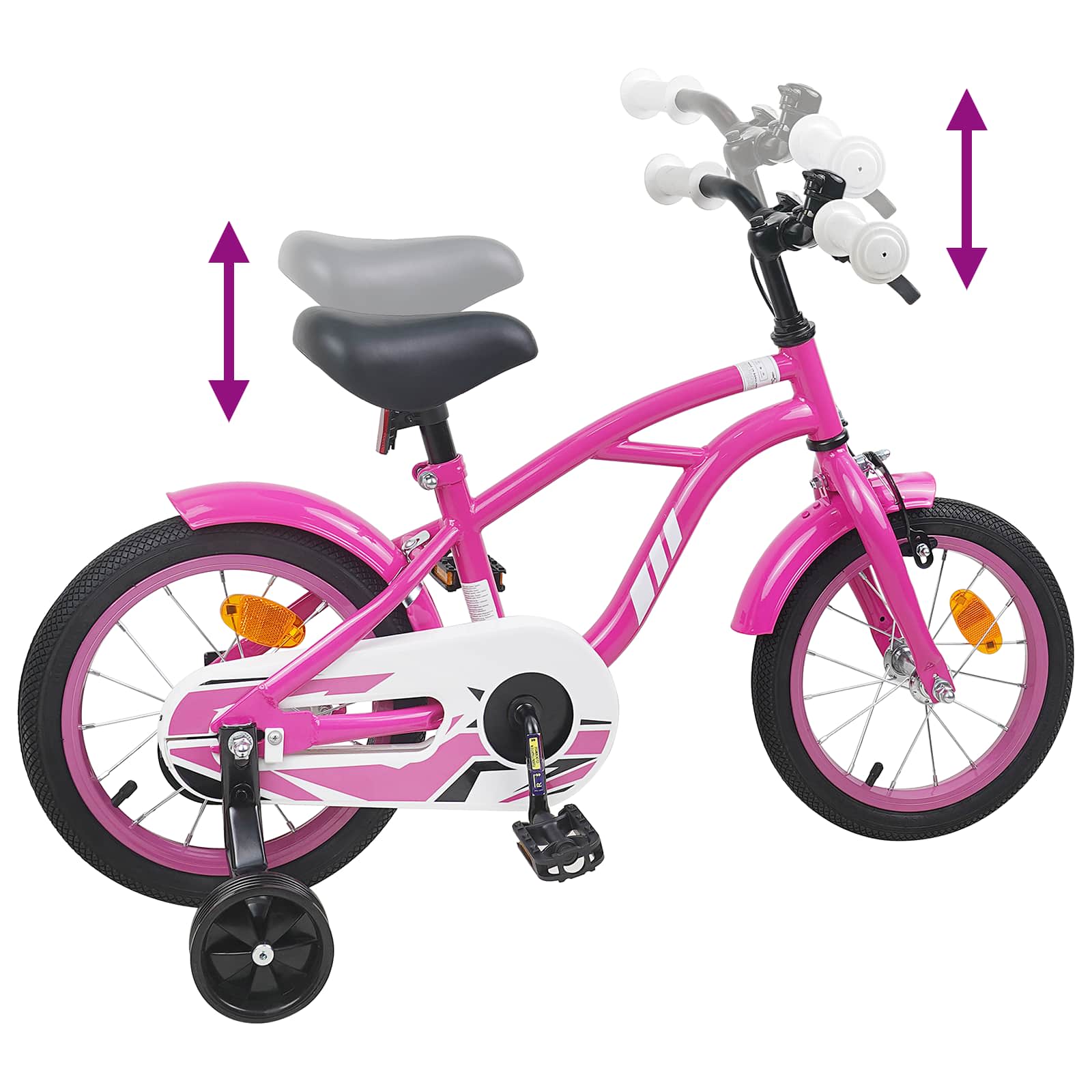 Kinderfahrrad 14 Zoll for 3-5 Years Old Dunkelrosa