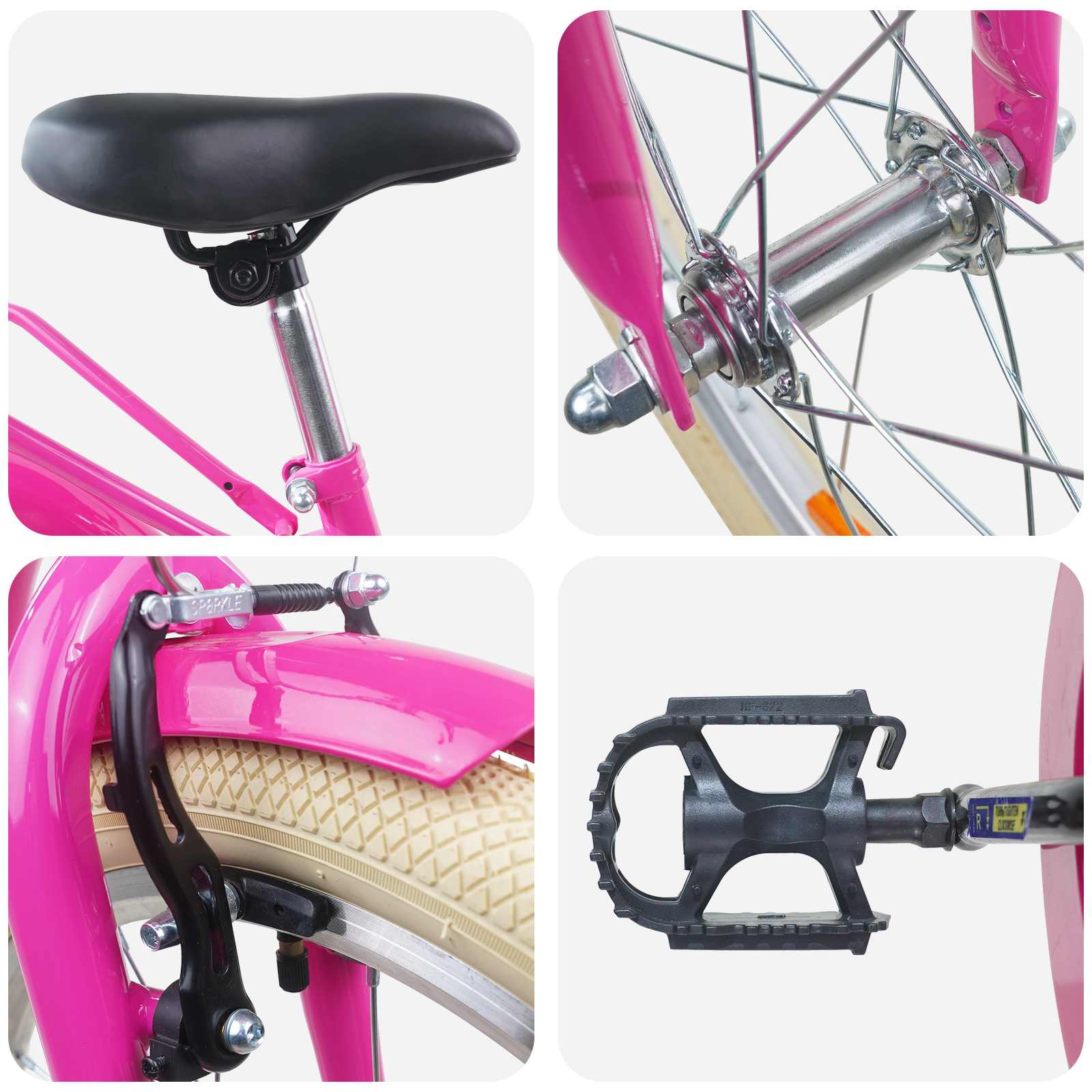 Kinderfahrrad 24 Zoll für 8-12 Jahre alt Dunkelrosa