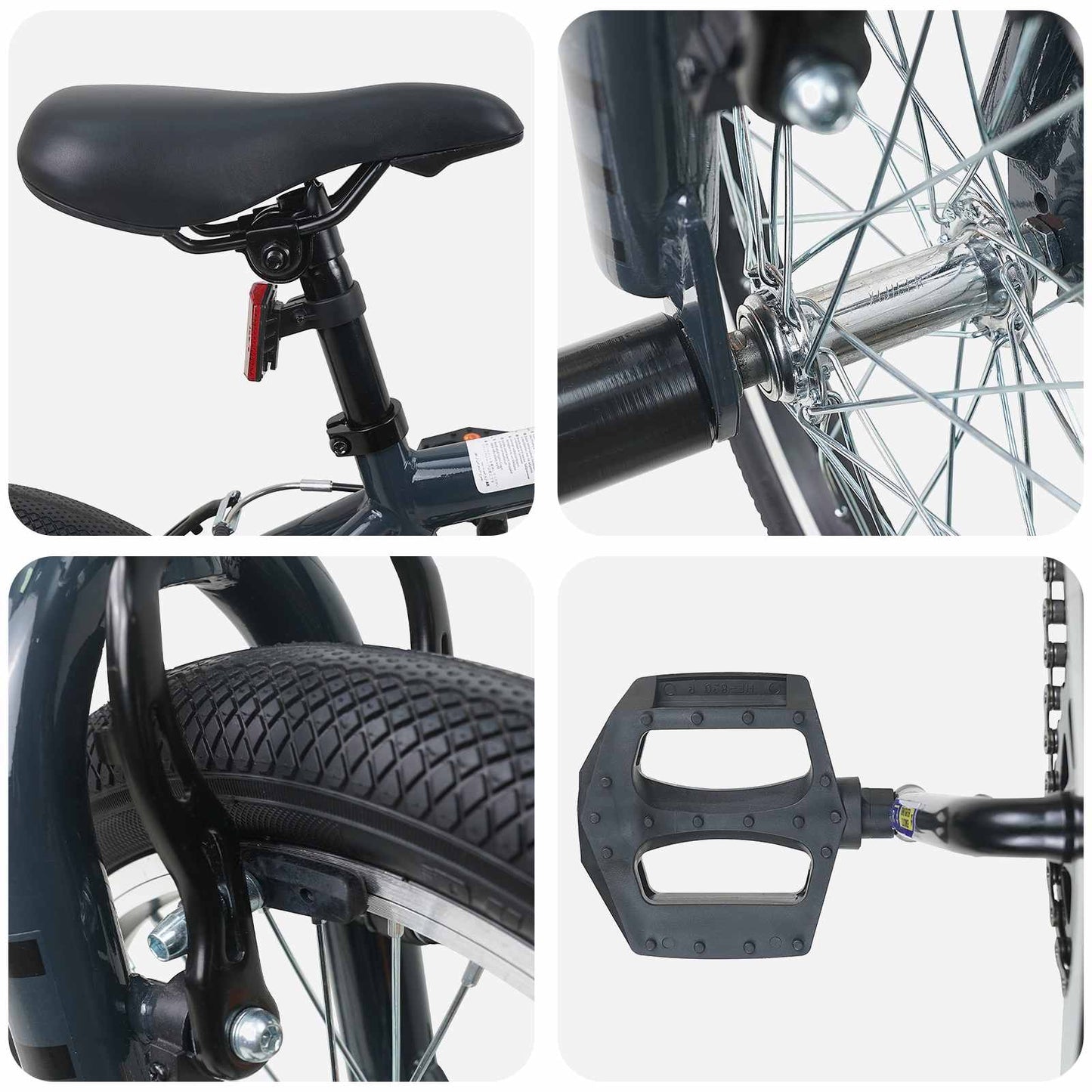 BMX Rad 16 Zoll für 5-8 Jahre alt Dunkelgrau