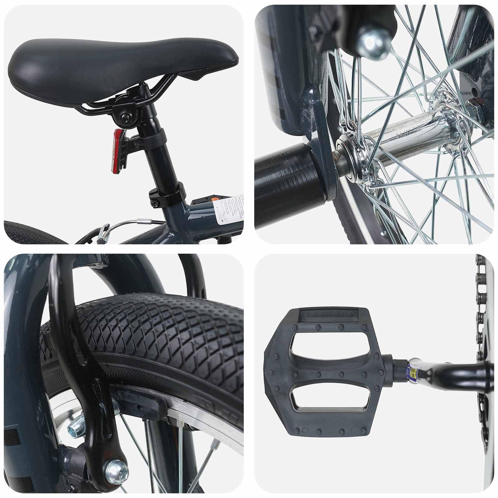 BMX Rad 16 Zoll für 5-8 Jahre alt Dunkelgrau
