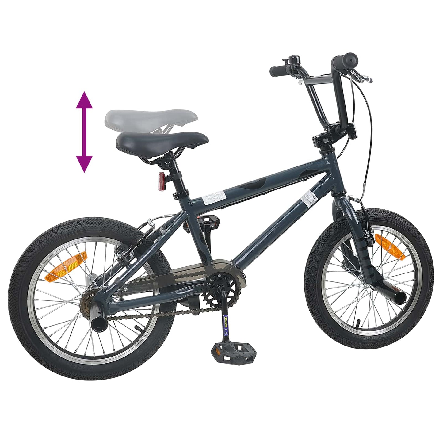 BMX Rad 16 Zoll für 5-8 Jahre alt Dunkelgrau