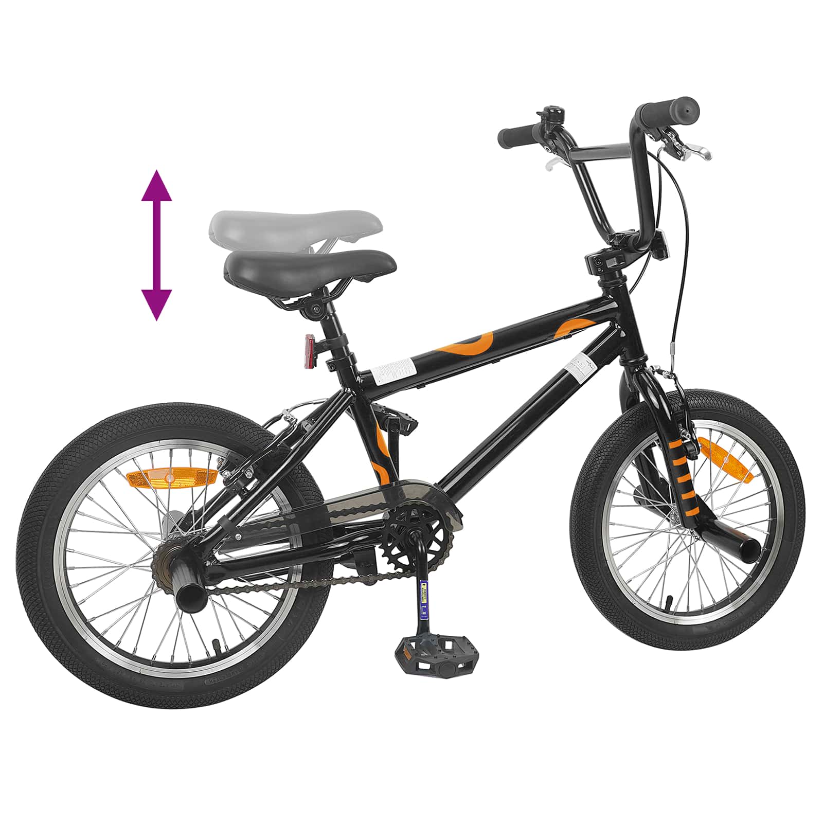BMX Rad 16 Zoll für 5-8 Jahre alt Schwarz