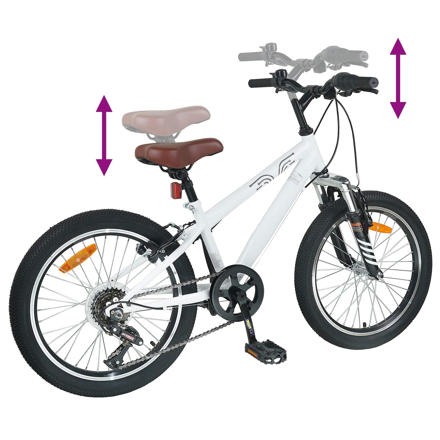 Mountainbike 20 Zoll 6-Geschwindigkeit für 5-8 Jahre alt Weiß