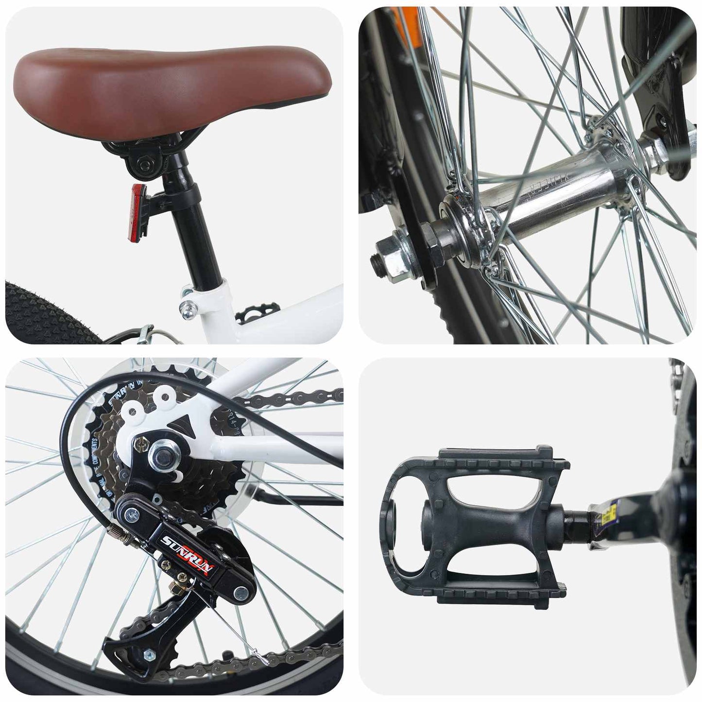 Mountainbike 24 Zoll 6-Geschwindigkeit für 8-12 Jahre alt Weiß
