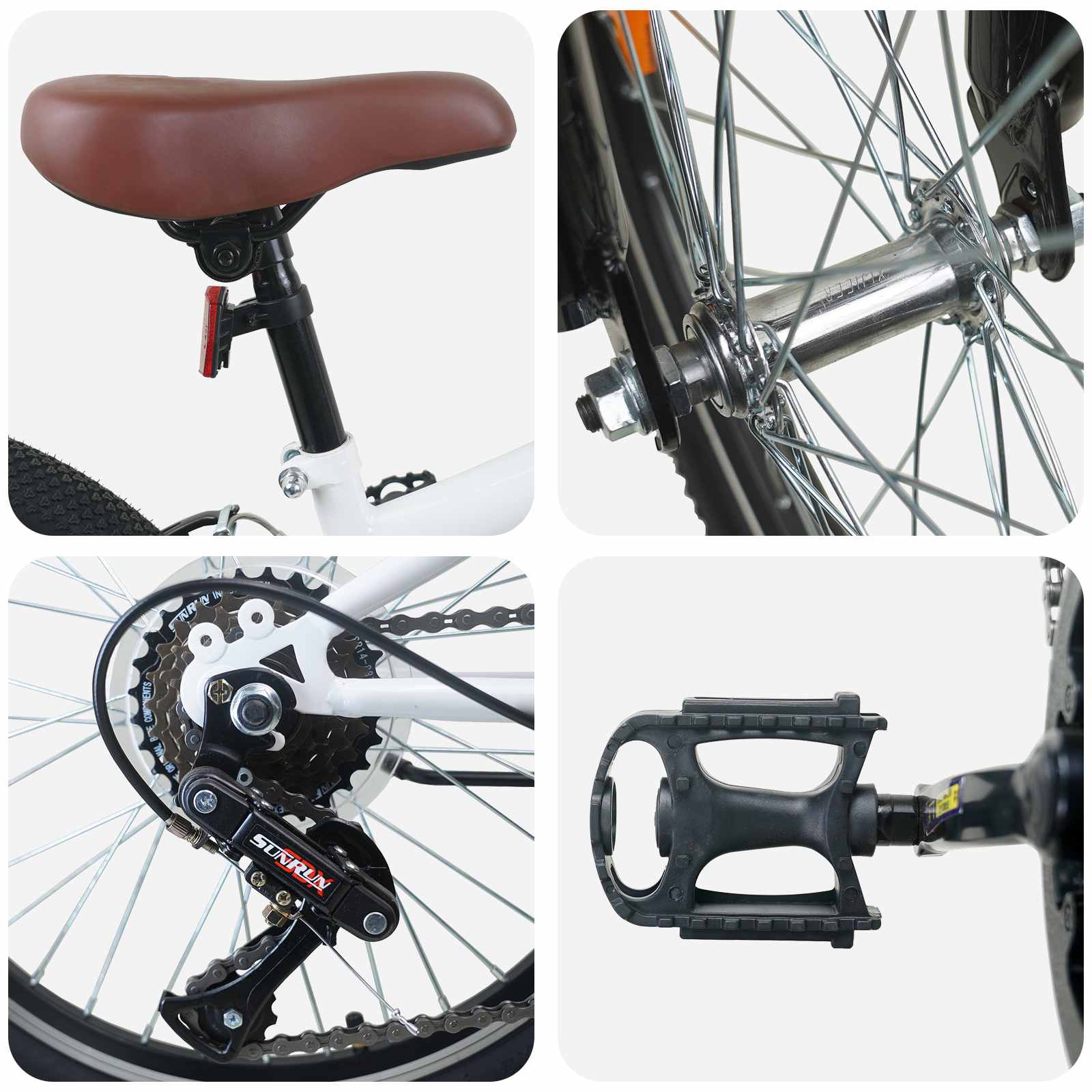 Mountainbike 24 Zoll 6-Geschwindigkeit für 8-12 Jahre alt Weiß