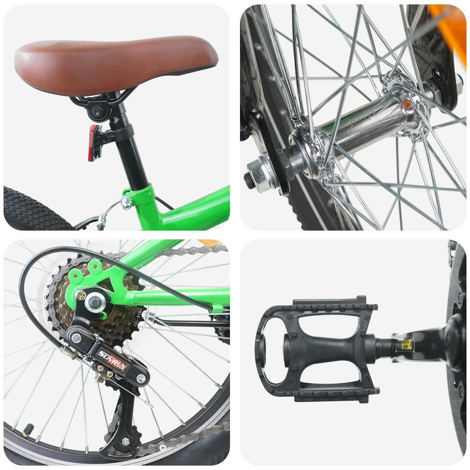 Mountainbike 24 Zoll 6-Geschwindigkeit für 8-12 Jahre alt Grün
