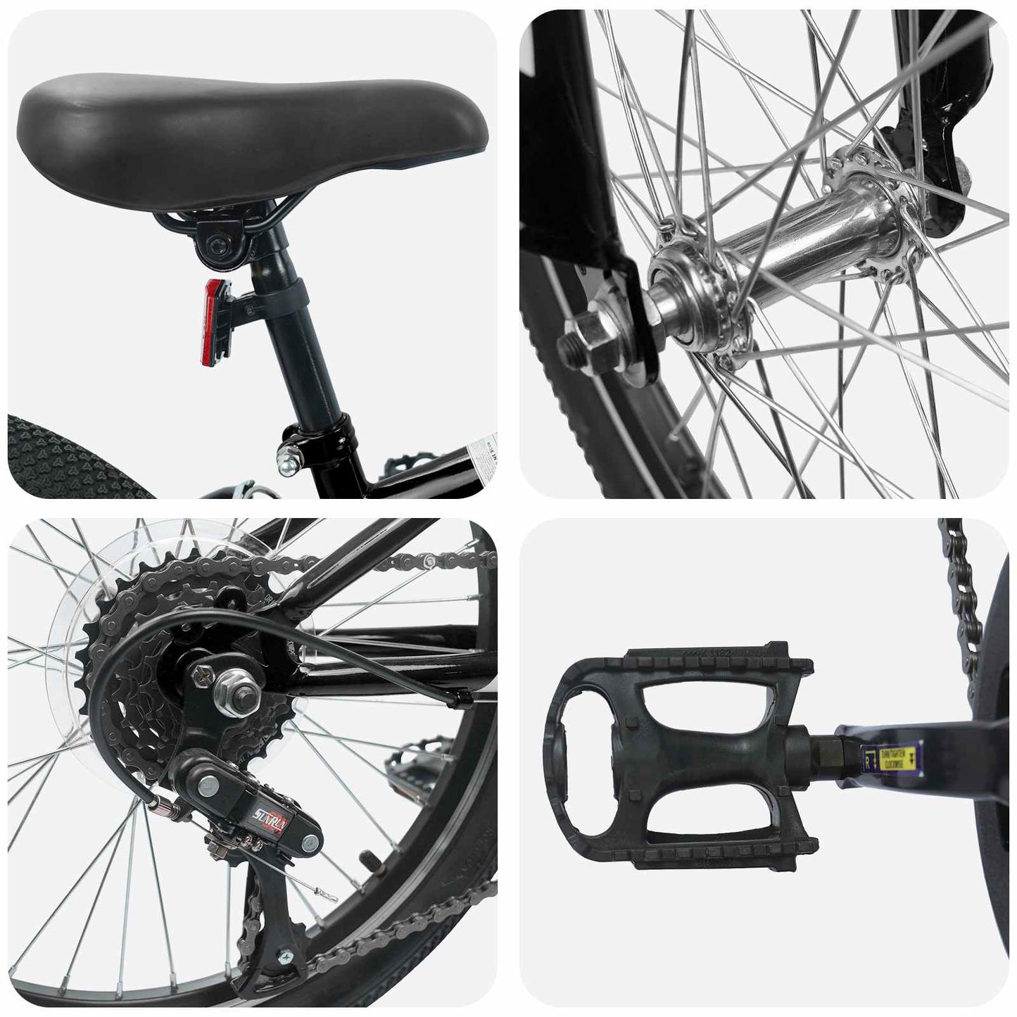 Mountainbike 20 Zoll 6-Speed für 5-8 Jahre alt Schwarz