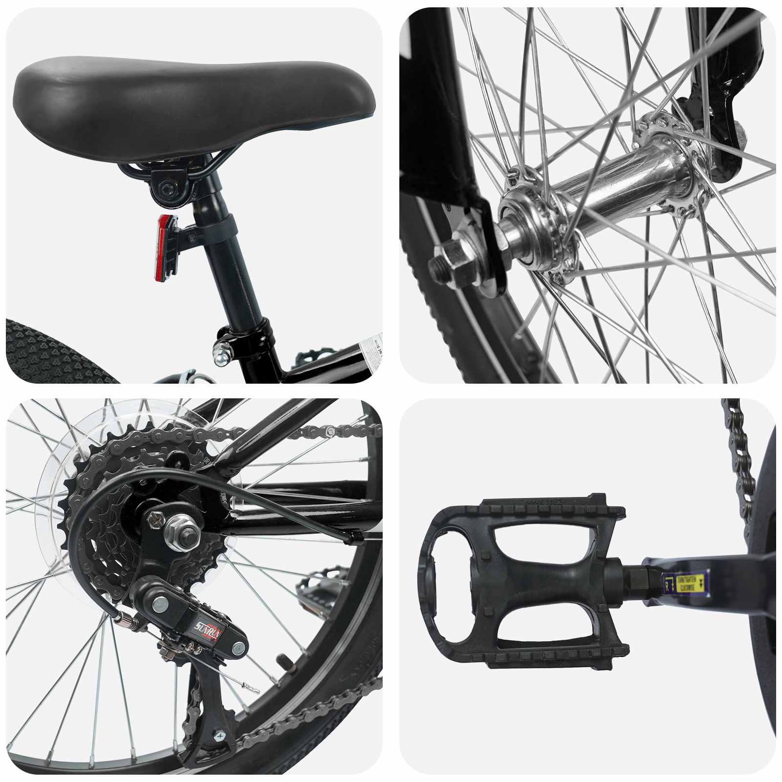Mountainbike 20 Zoll 6-Speed für 5-8 Jahre alt Schwarz