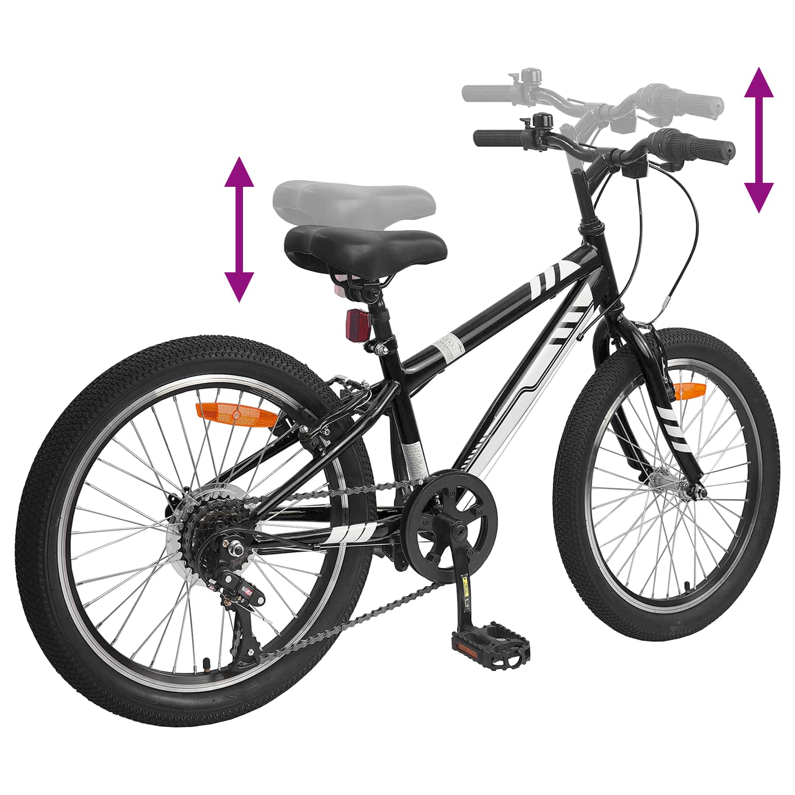Mountainbike 20 Zoll 6-Speed für 5-8 Jahre alt Schwarz