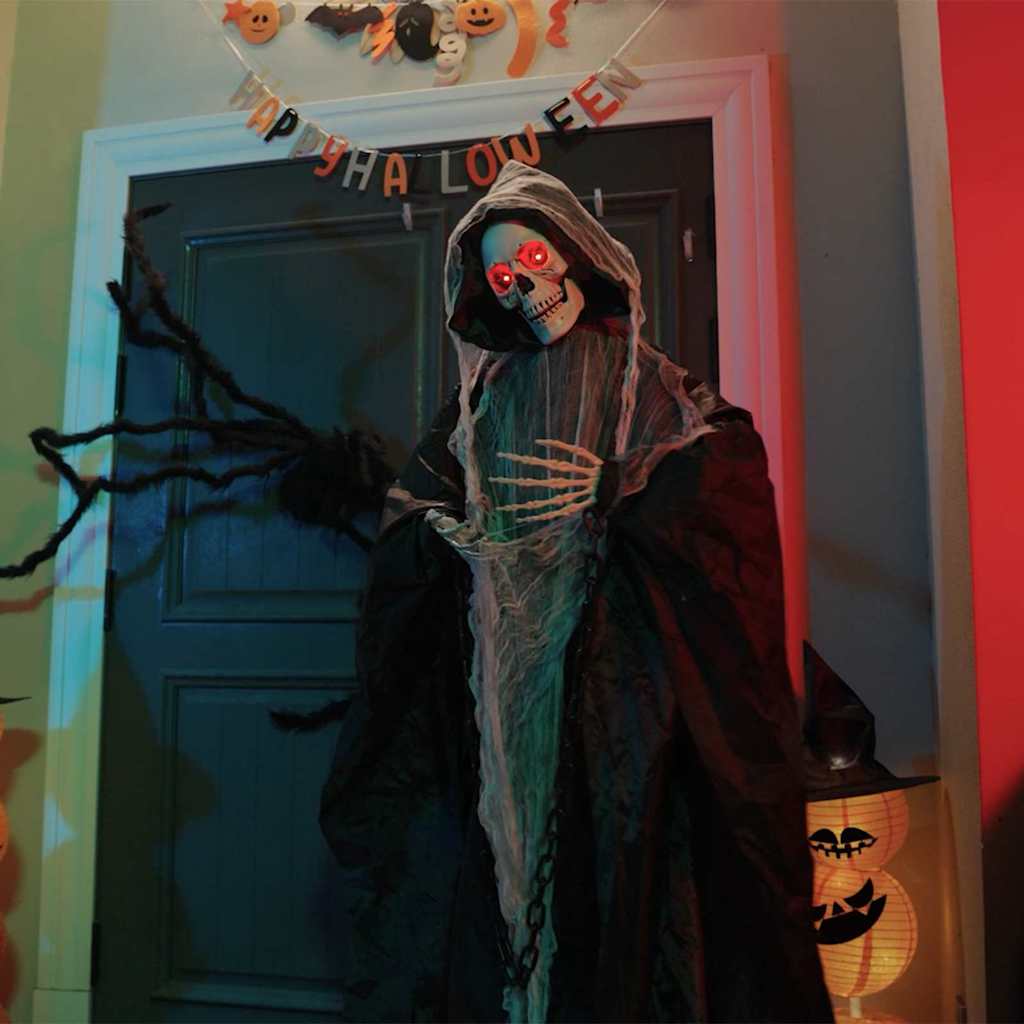 Halloween-Sensenmann zum Aufhängen SPOOKA Schwarz 112 x 164 cm
