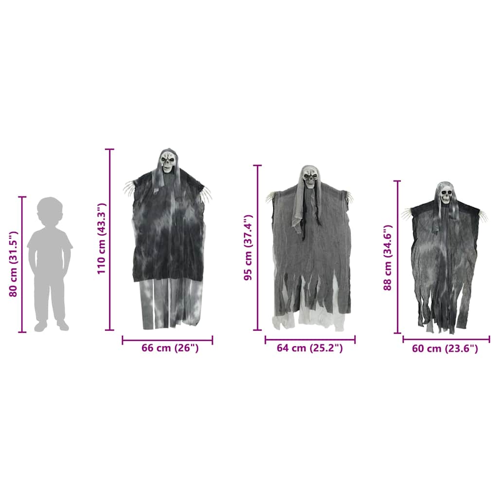 Hängender Halloween Geist 3 stk. Schwarz 66 x 110 cm Polyester