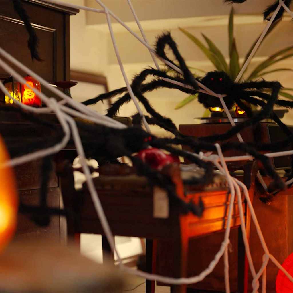 Halloween-Spinnendekoration mit Netzen 2 pcs Polyester 200 cm