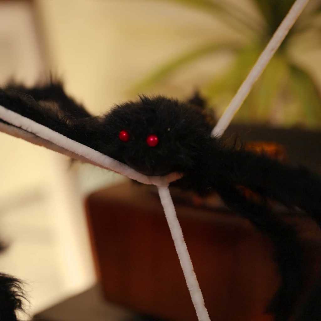Halloween-Spinnendekoration mit Netzen 4 Stk. Schwarz und Weiß