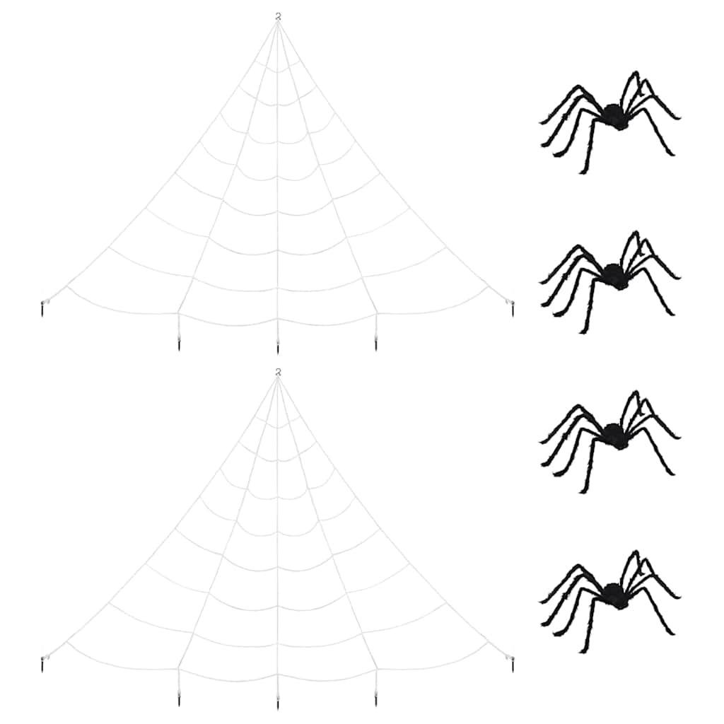 Halloween-Spinnendekoration mit Netzen 4 stk. Schwarz und Weiß