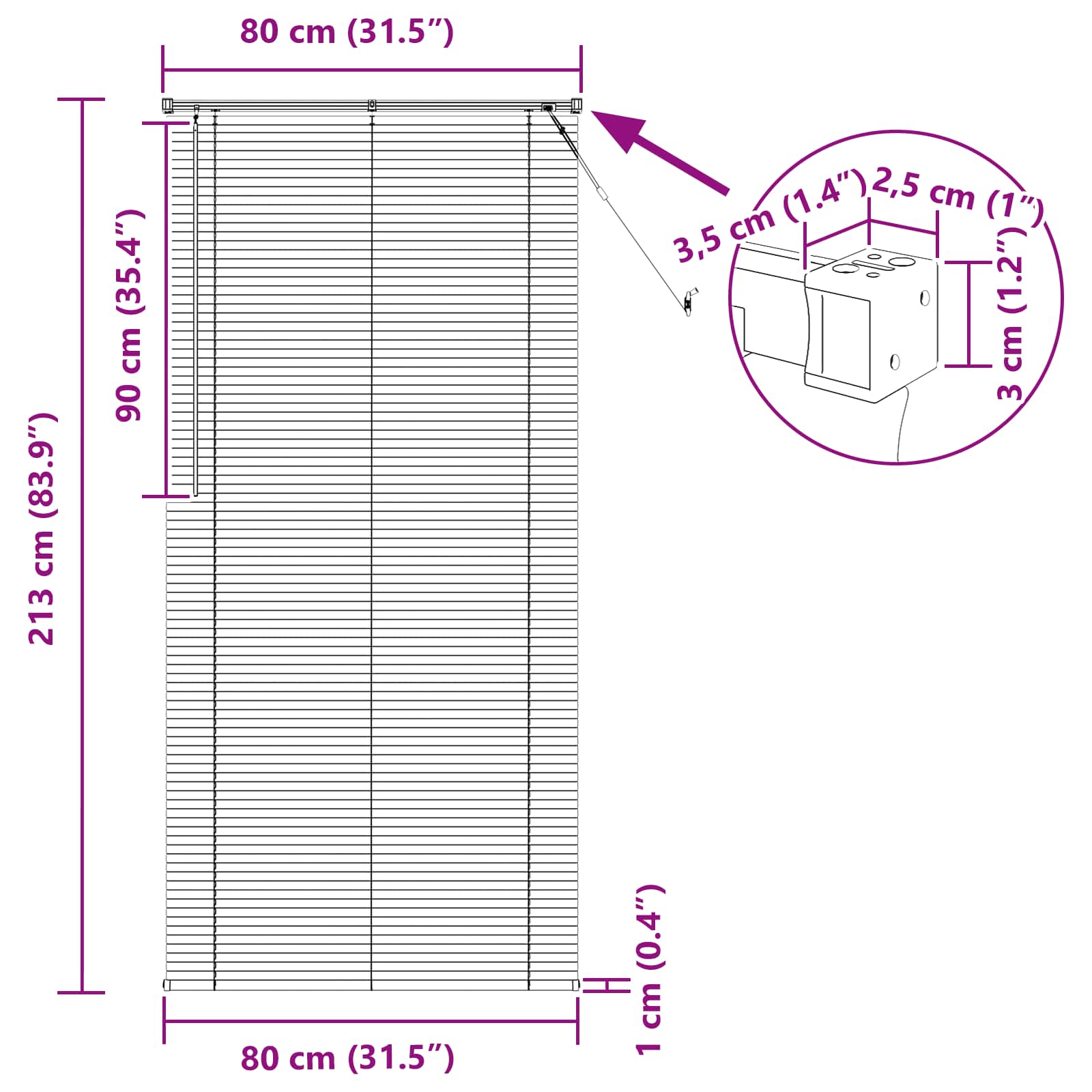 Venezianische Jalousie Silber Grau 213 x 80 cm 25 mm PVC