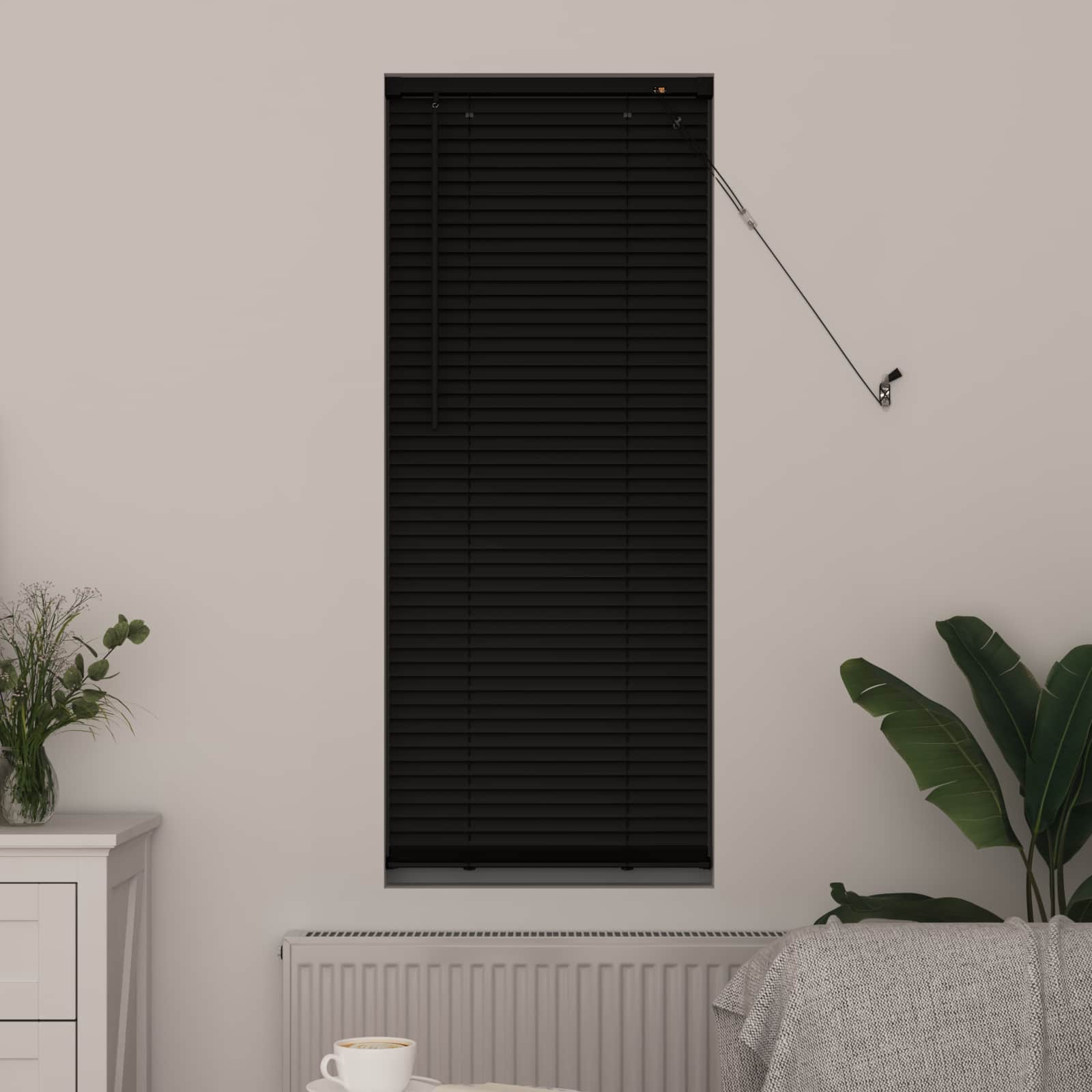 Venezianische Jalousie Schwarz 150 x 50 cm 25 mm PVC