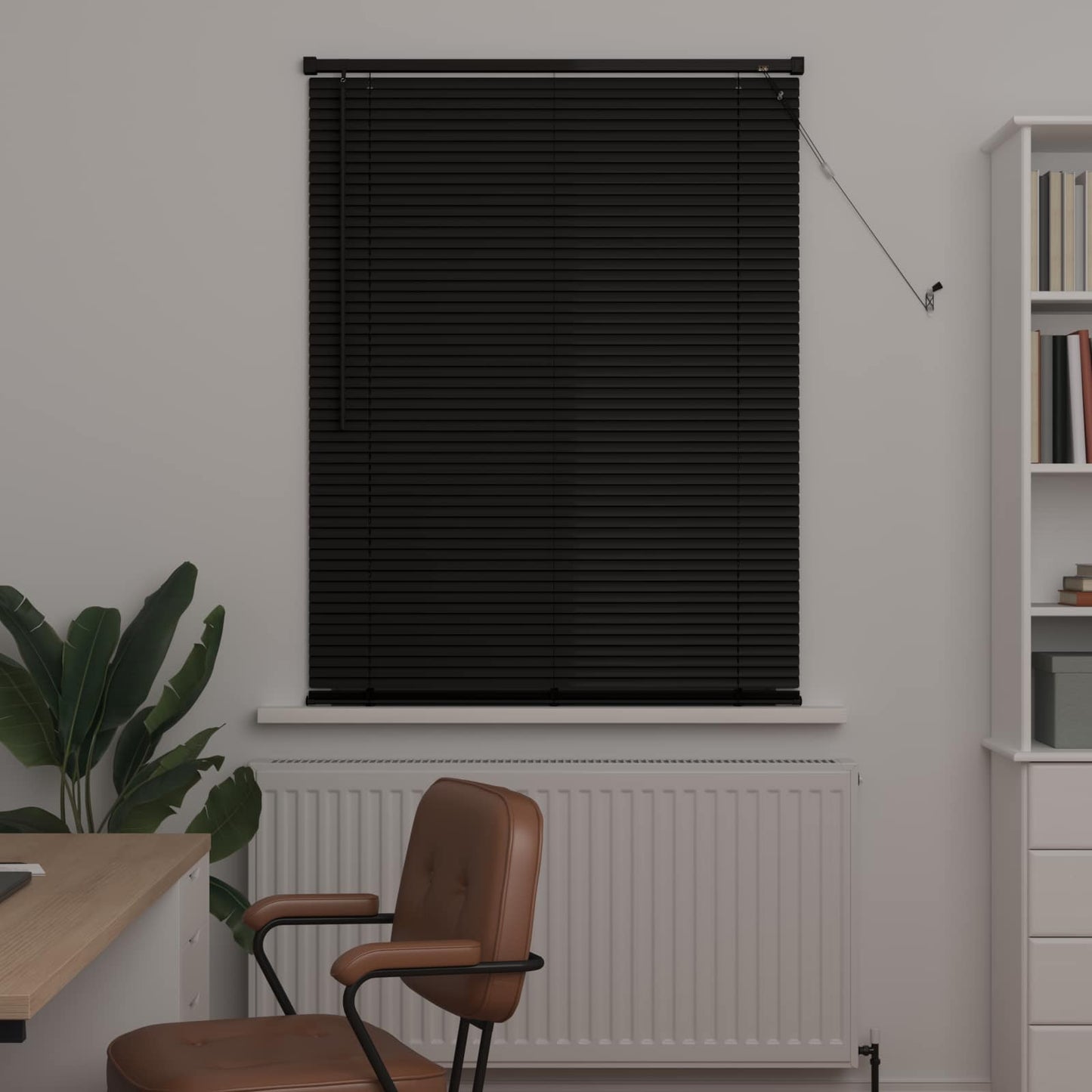 Venezianische Jalousie Schwarz 150 x 70 cm 25 mm PVC