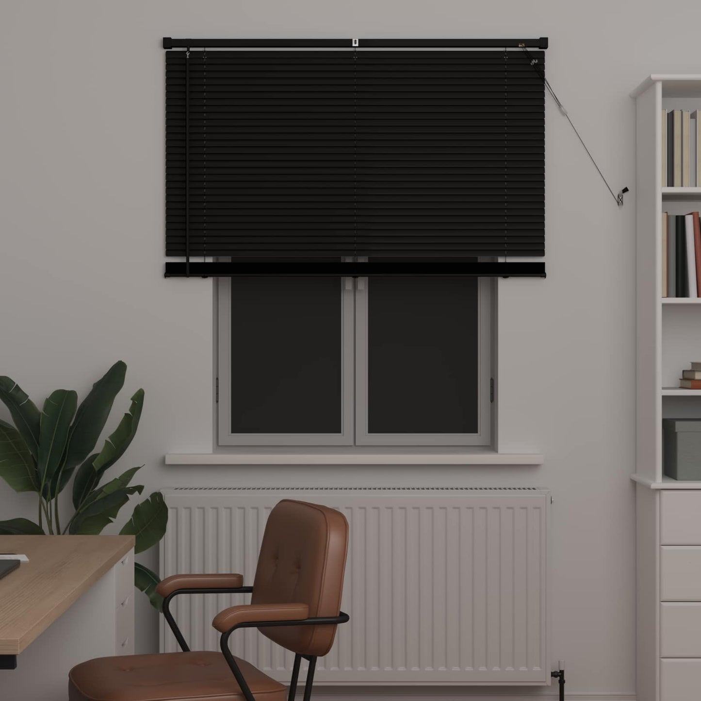 Jalousie Schwarz 150 x 120 cm 25 mm PVC