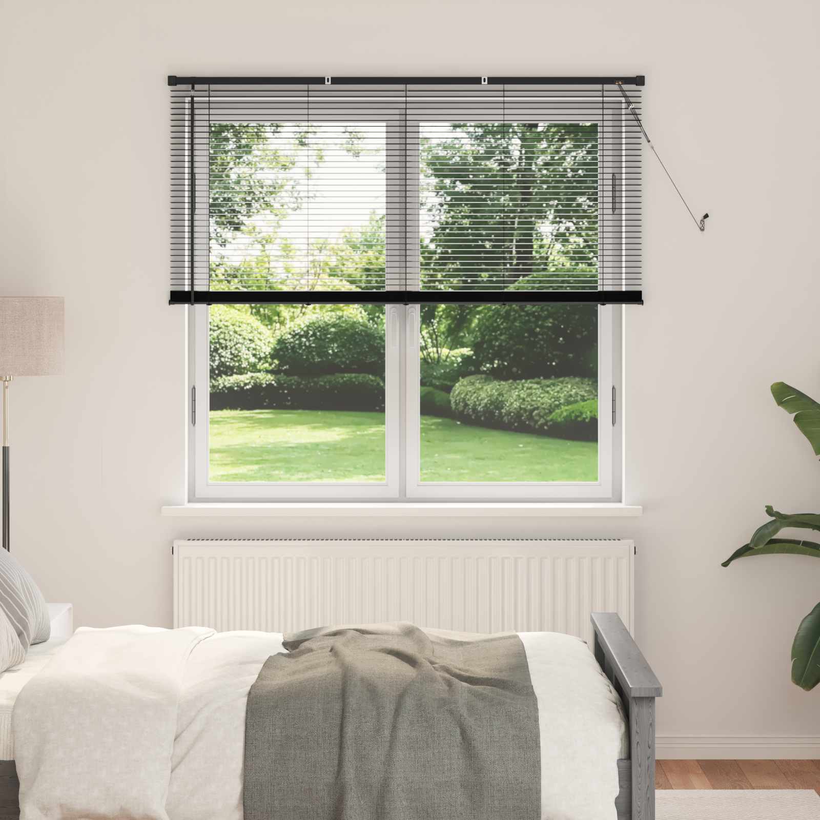 Venezianische Jalousie Schwarz 150 x 130 cm 25 mm PVC