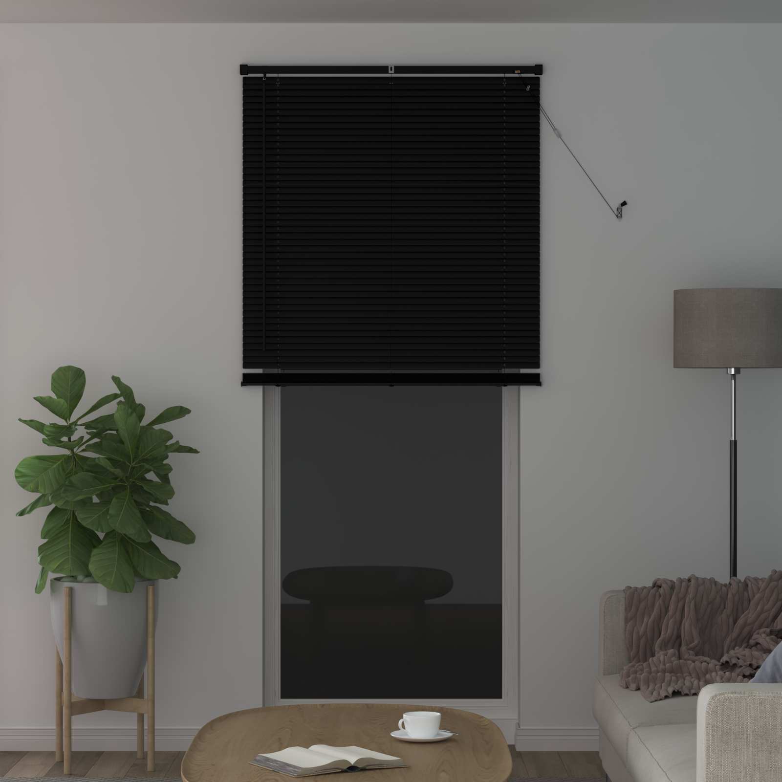 Venezianische Jalousie Schwarz 213 x 90 cm 25 mm PVC