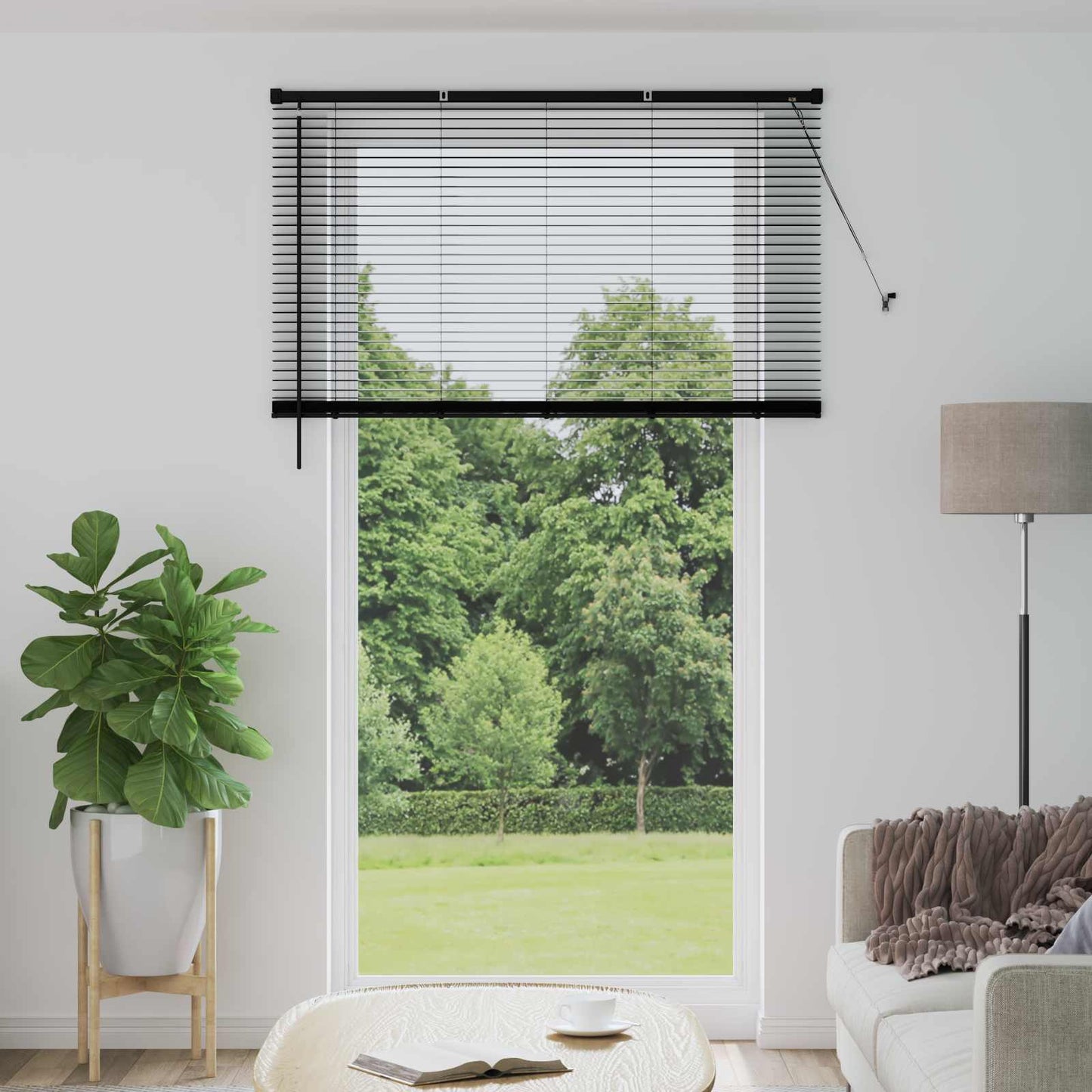 Venezianische Jalousie Schwarz 213 x 150 cm 25 mm PVC