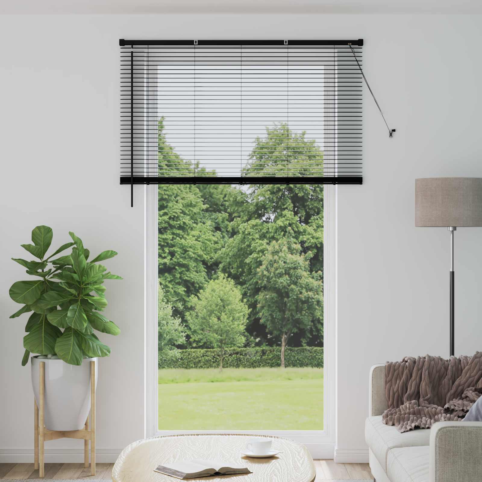 Venezianische Jalousie Schwarz 213 x 150 cm 25 mm PVC